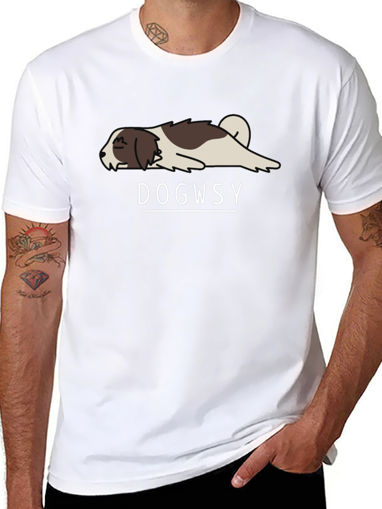 Dogwsy Funny Lazy Dog T-Shirt - Casual Style