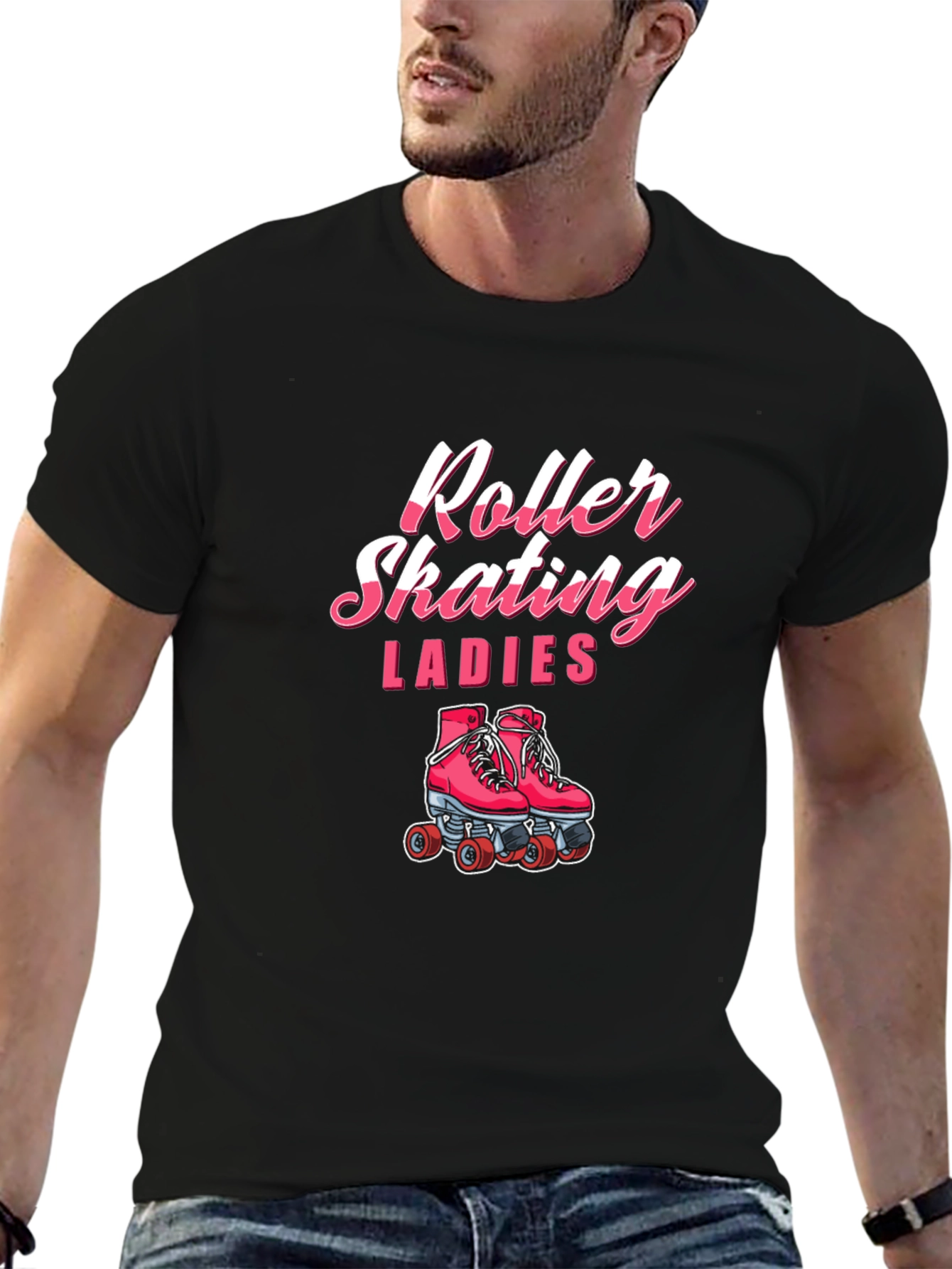 Roller Skating Ladies Black T-Shirt