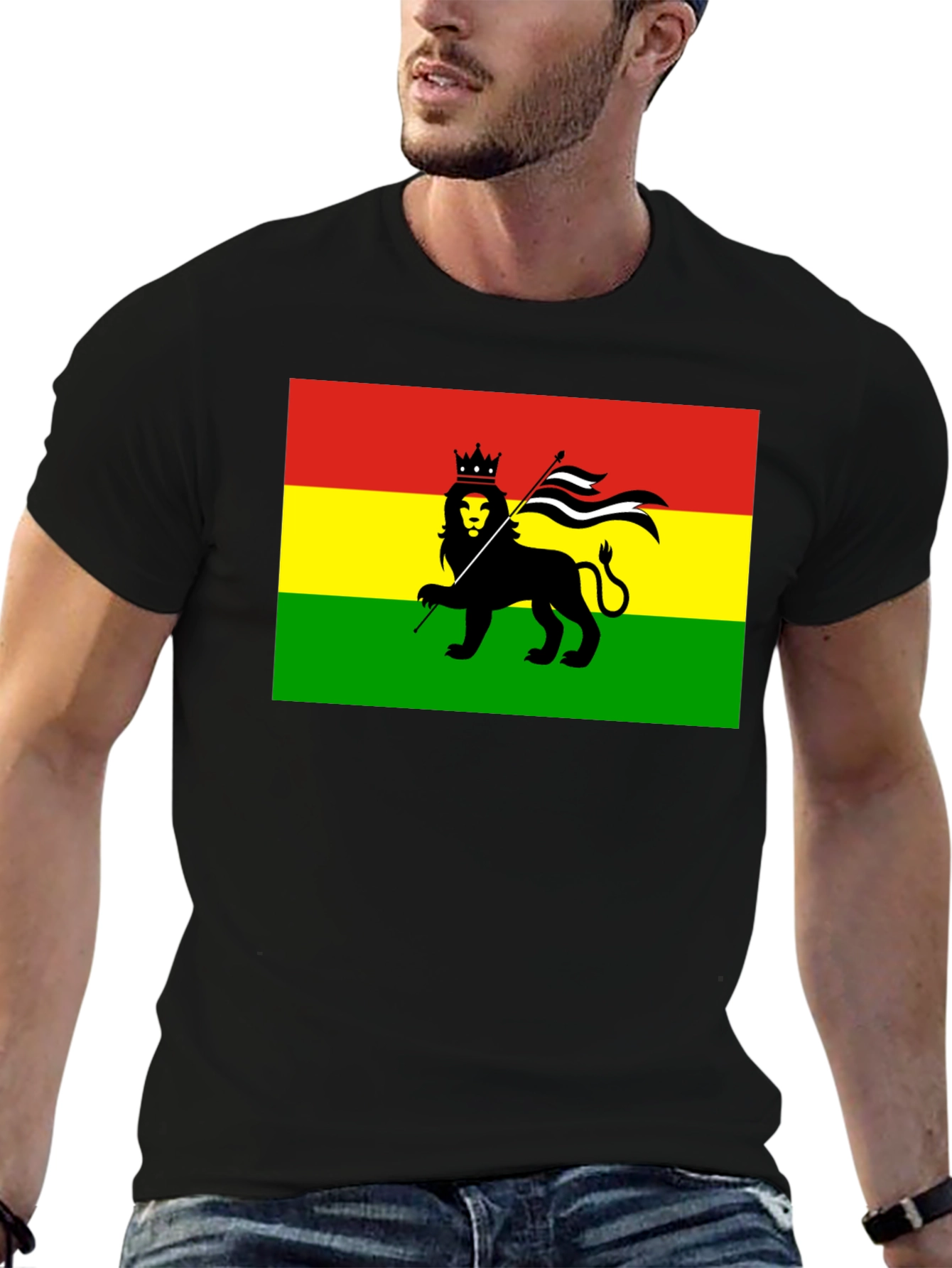 Rasta Lion Flag Graphic T-Shirt