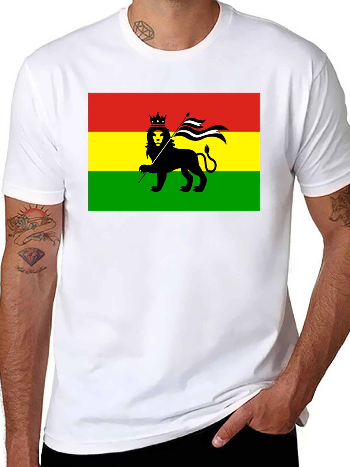 Rasta Lion Flag Graphic T-Shirt