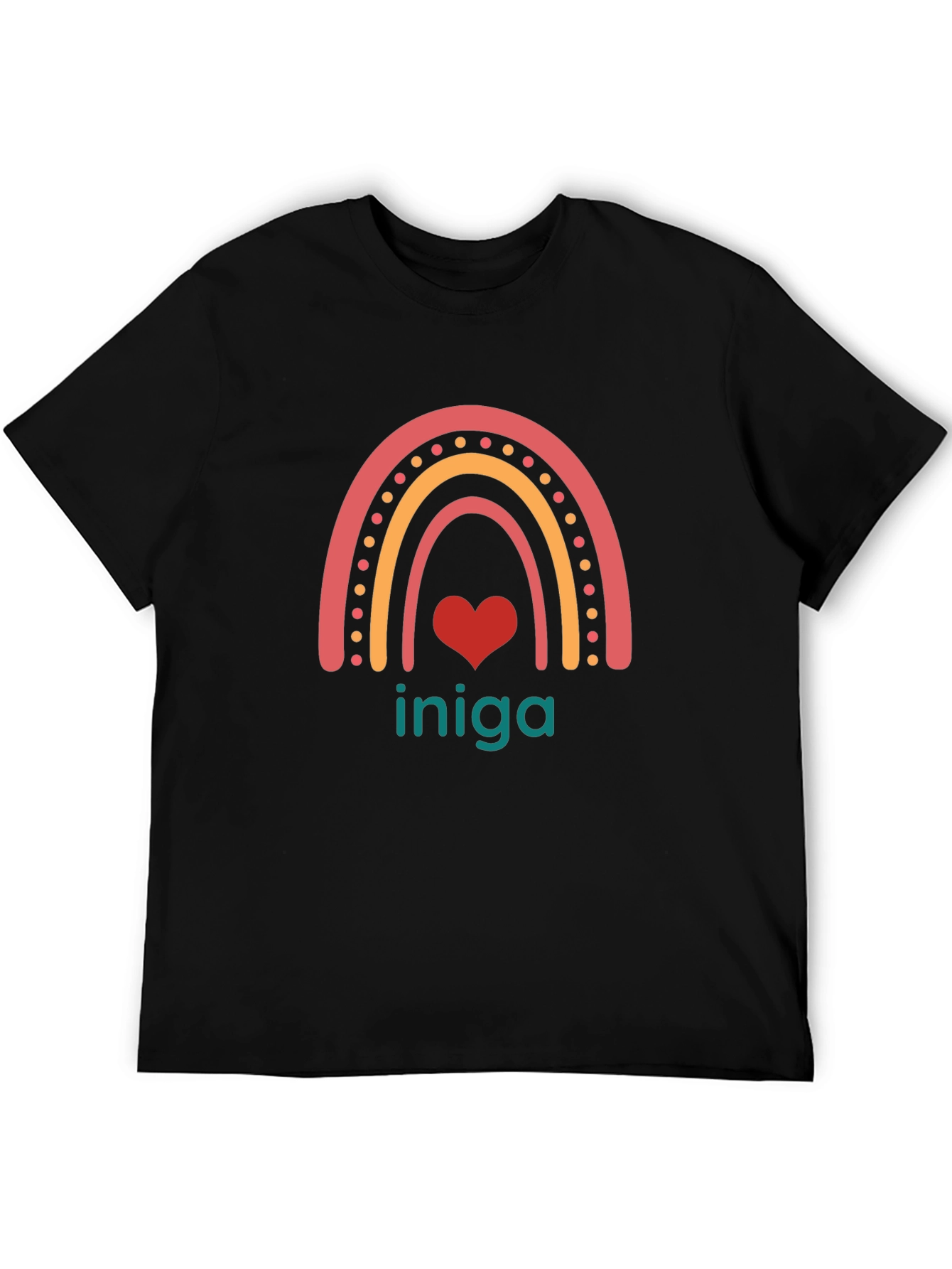Rainbow Heart Iniga Graphic Tee - Black