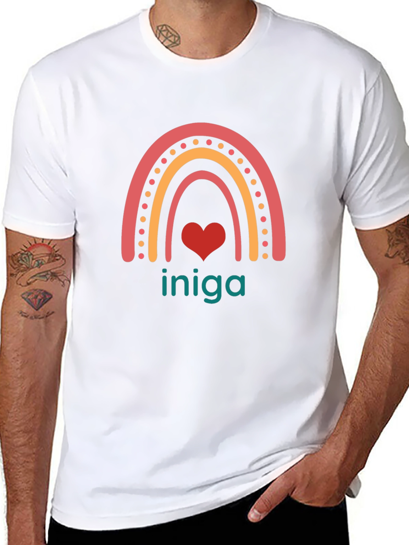 Rainbow Heart Iniga Graphic Tee - Black