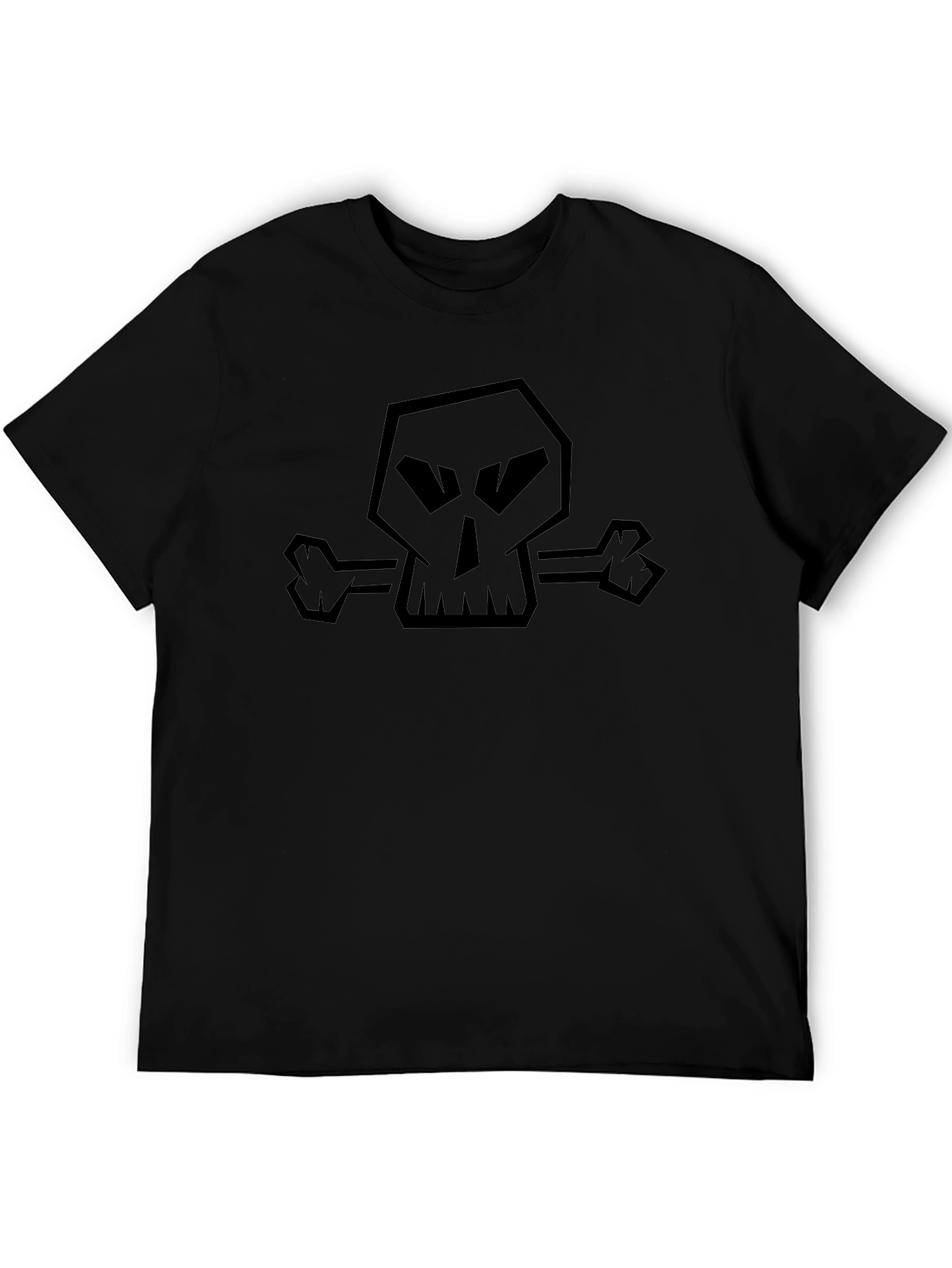 Edgy Skull & Crossbones Graphic Black T-Shirt