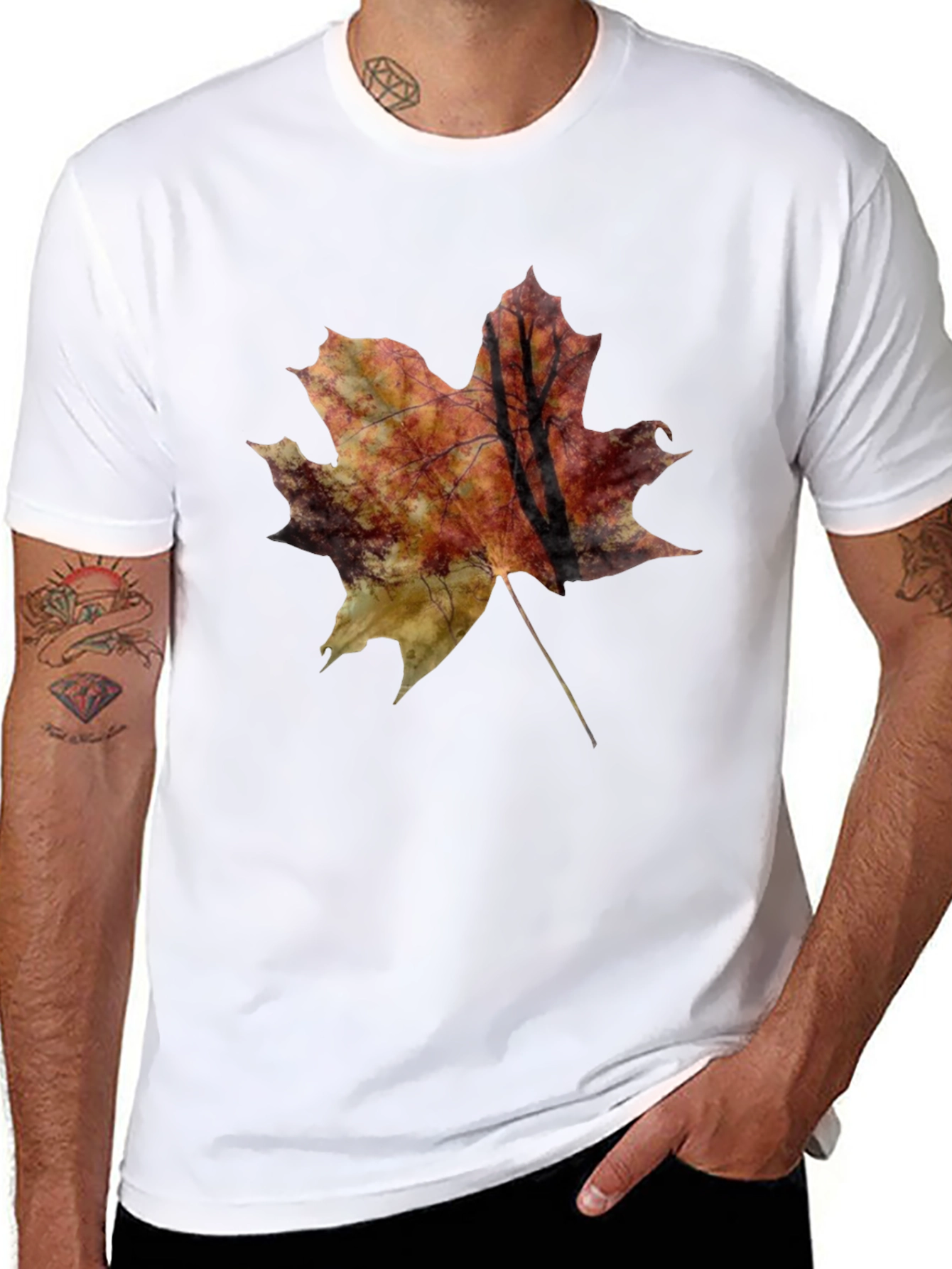 Autumn Leaf Graphic Tee - Unisex Black T-Shirt