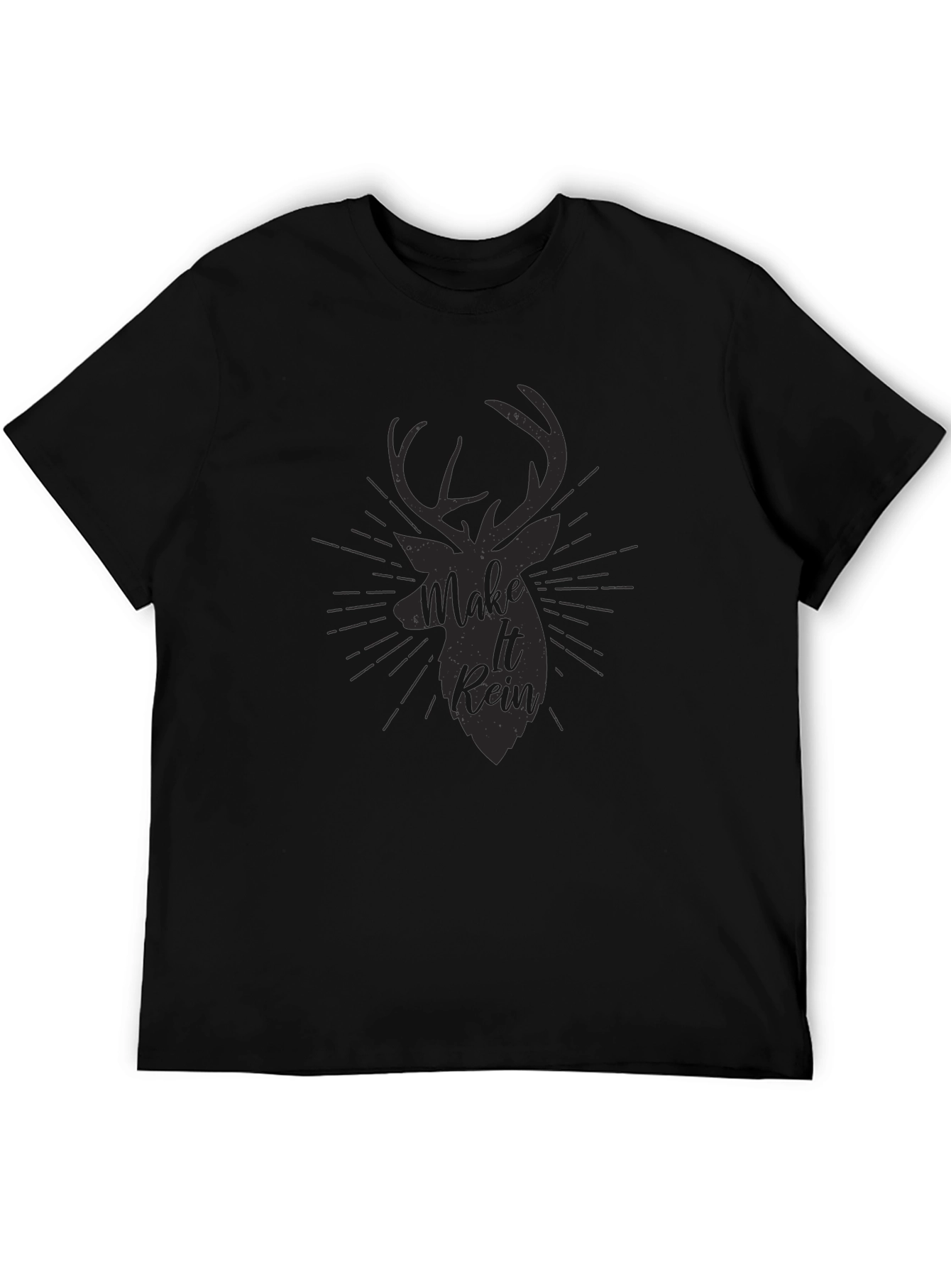 Mens Black Make It Rein Deer Graphic Tee