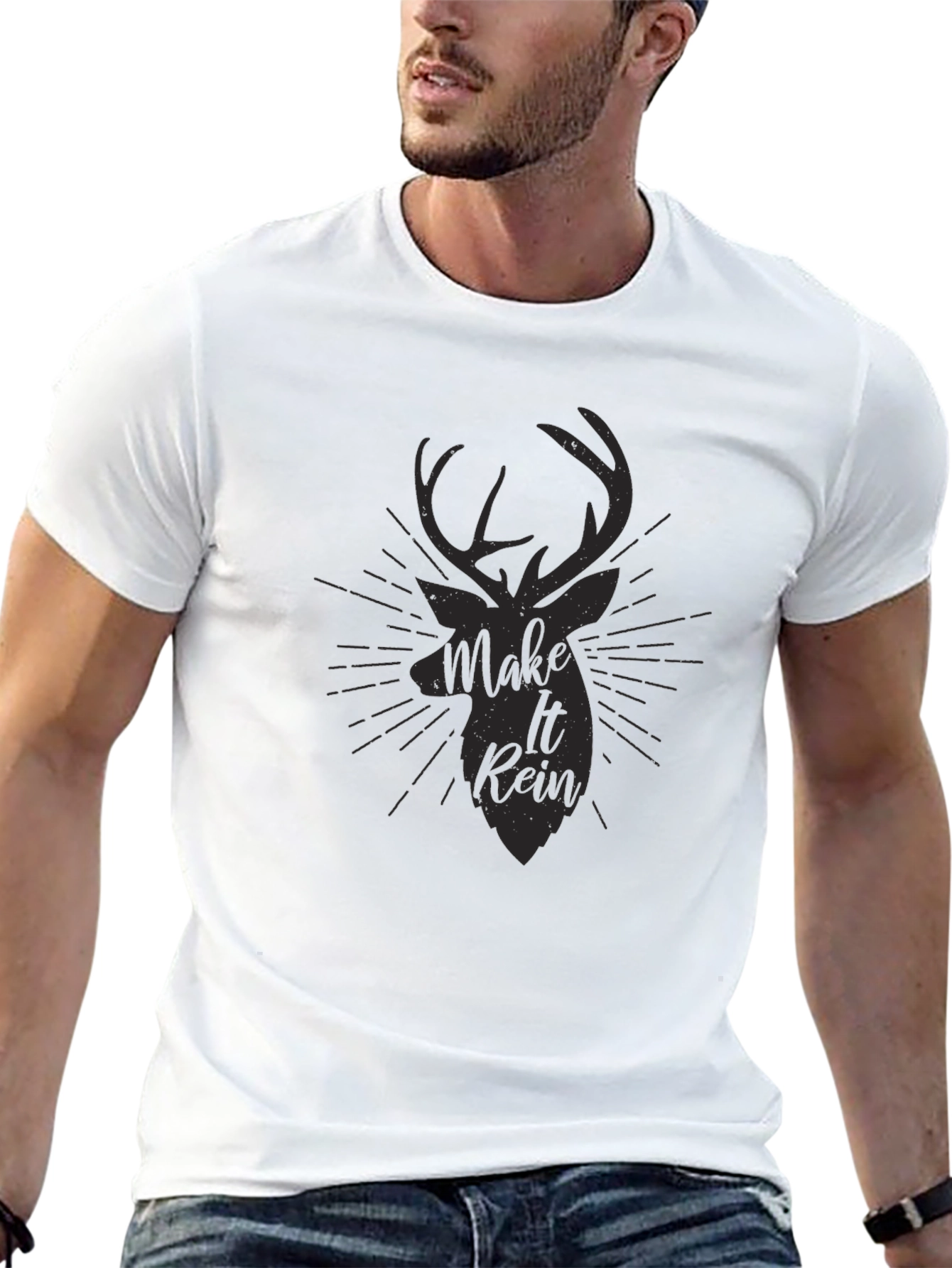 Mens Black Make It Rein Deer Graphic Tee