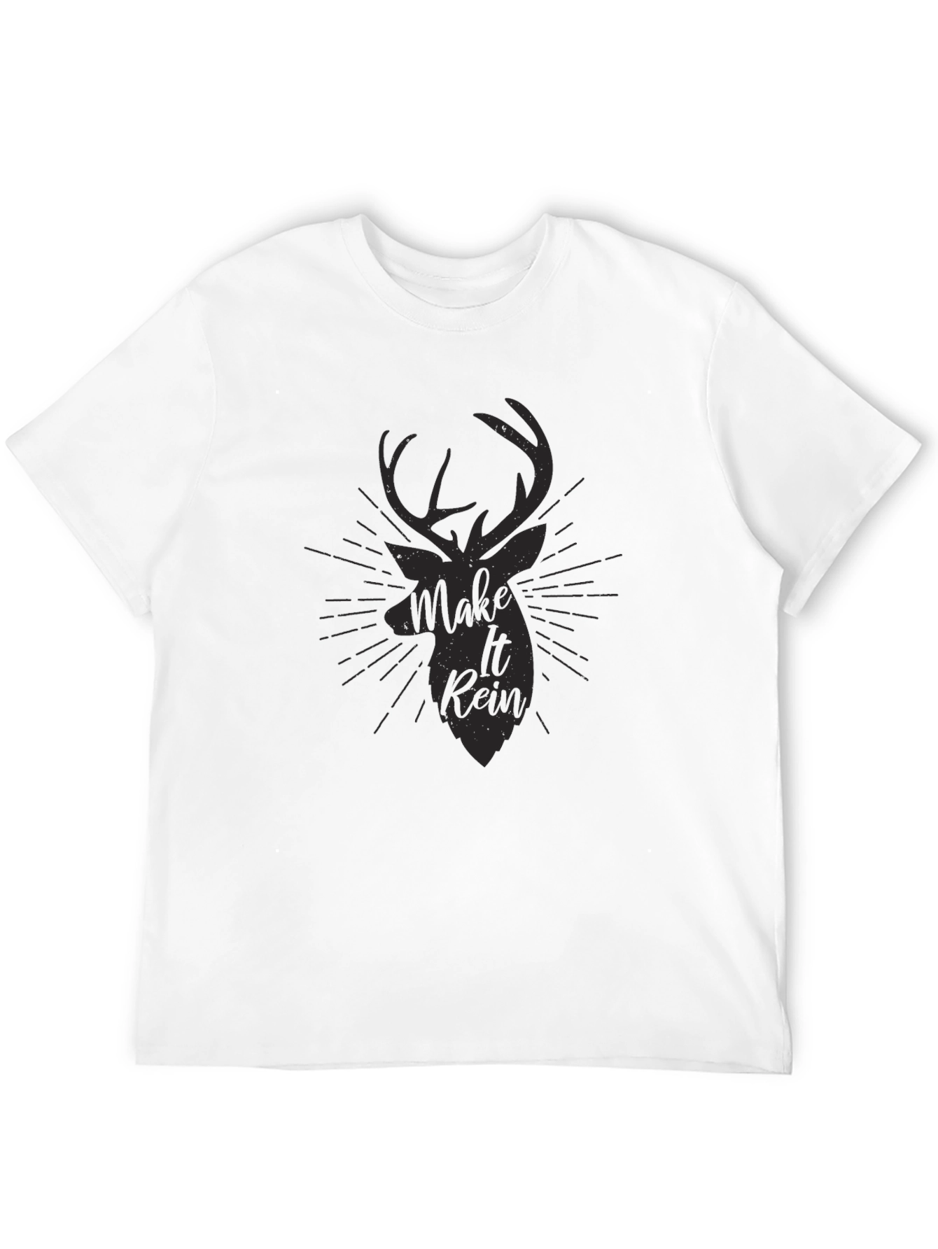 Mens Black Make It Rein Deer Graphic Tee
