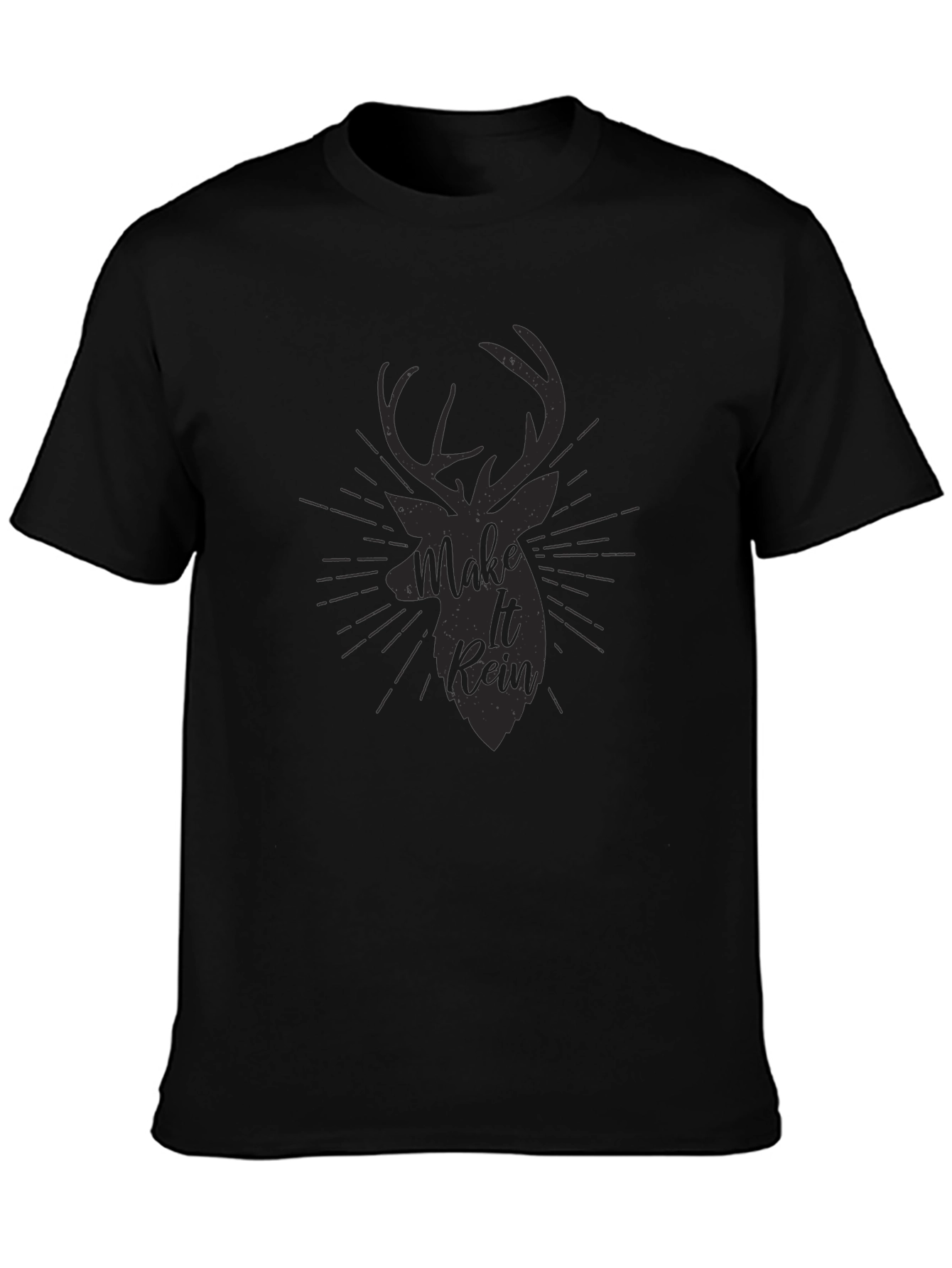 Mens Black Make It Rein Deer Graphic Tee