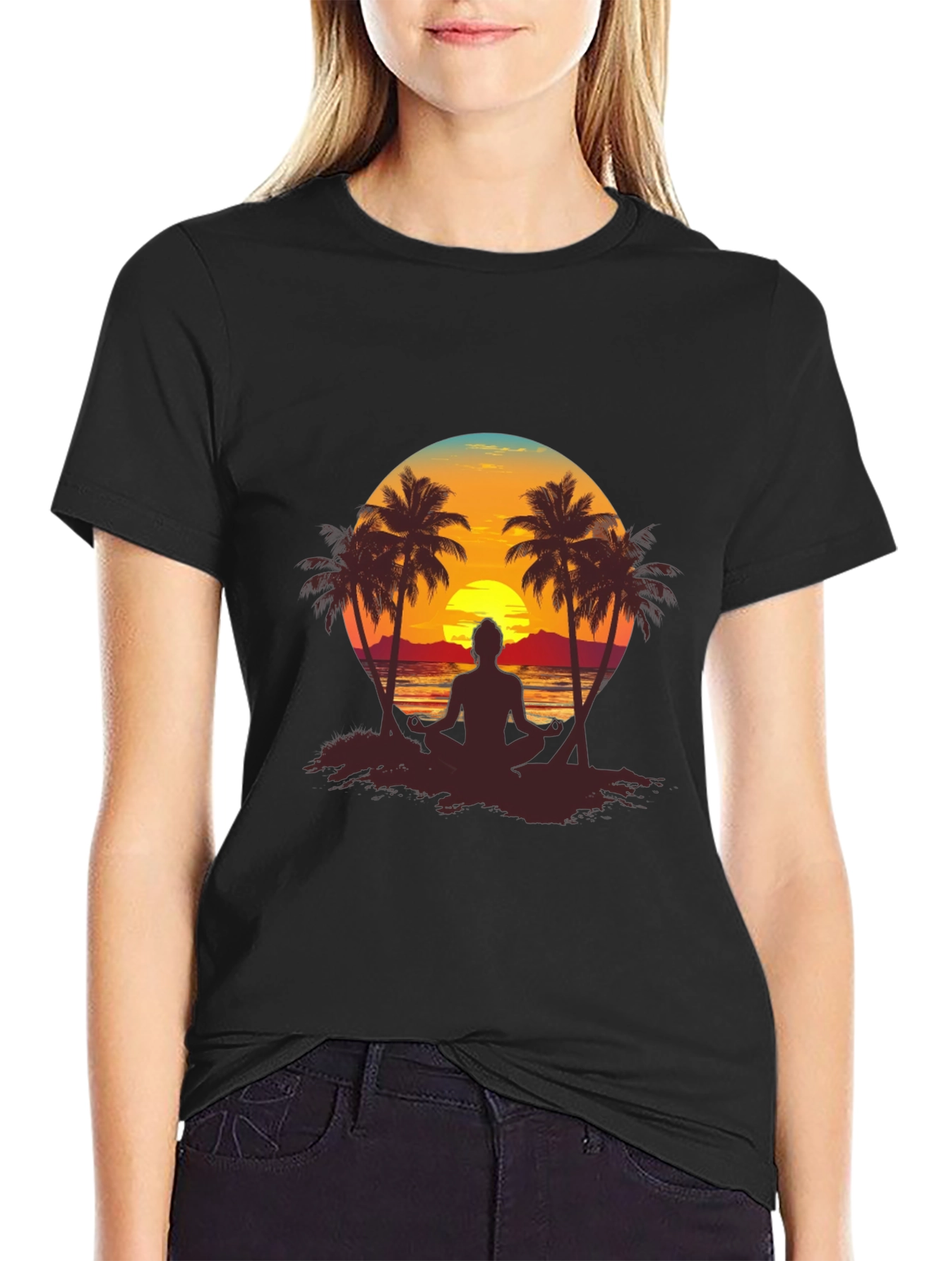 Sunset Beach Yoga Graphic Tee