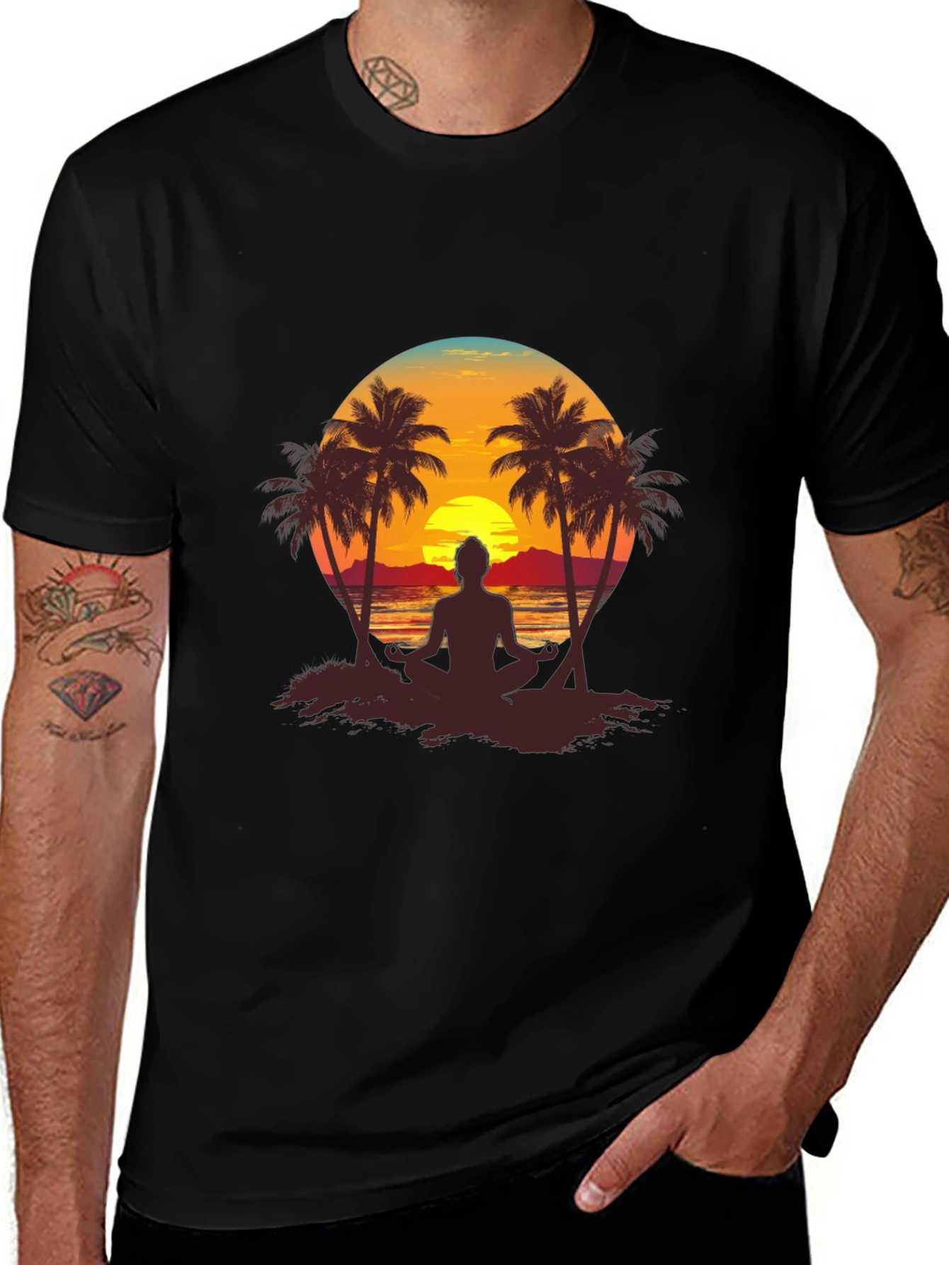 Sunset Beach Yoga Graphic Tee