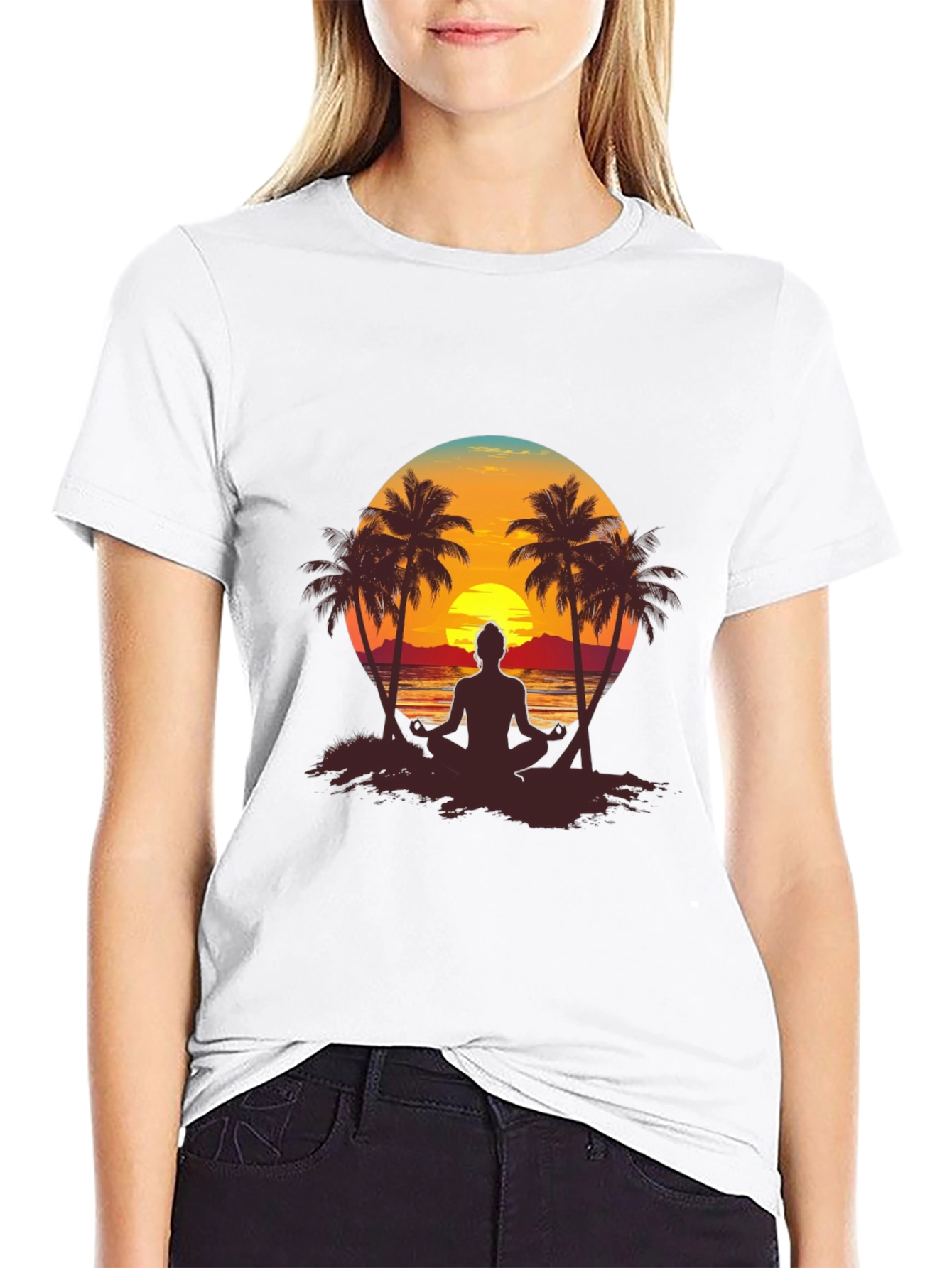 Sunset Beach Yoga Graphic Tee