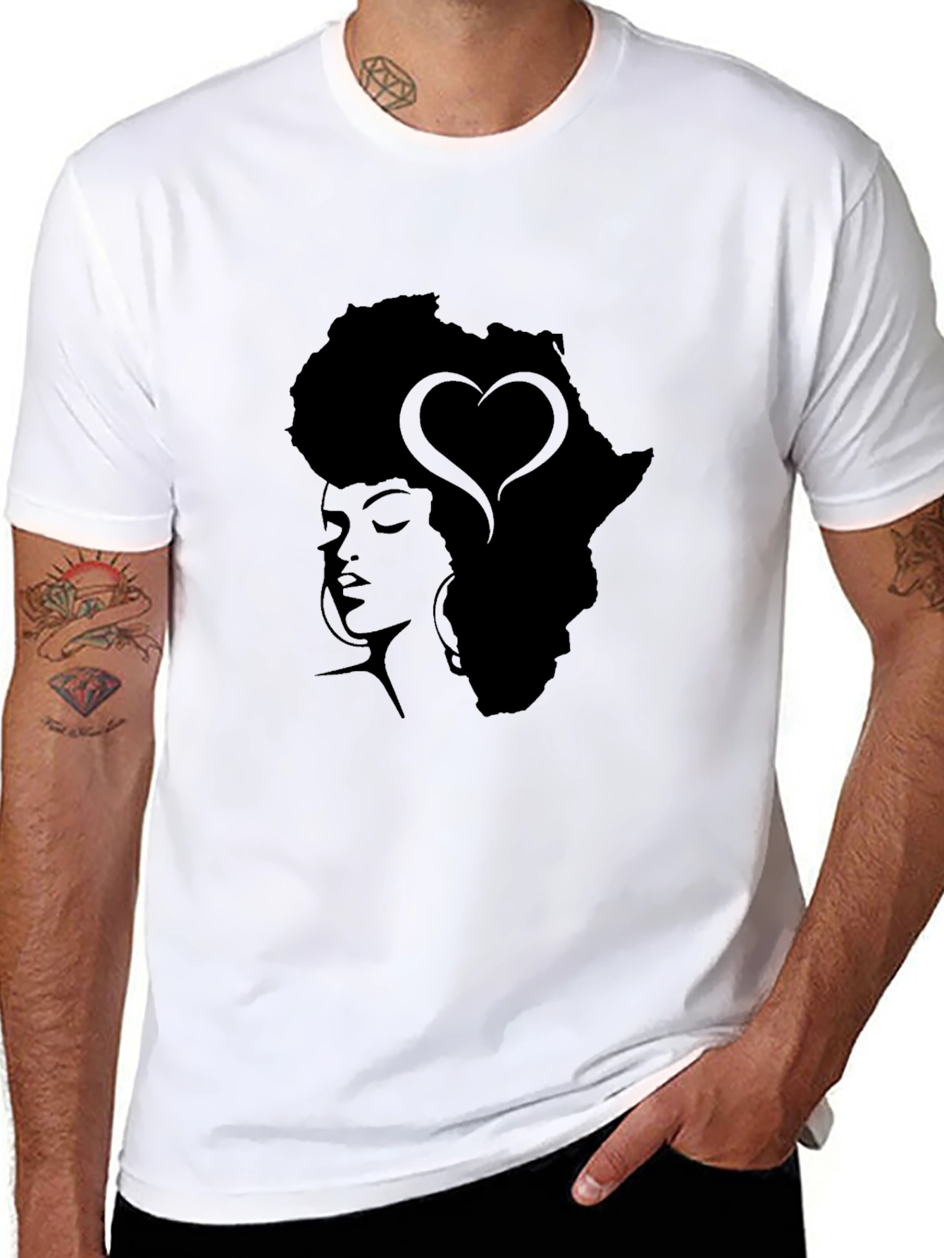 Africa Woman Heart Afro Black T-Shirt