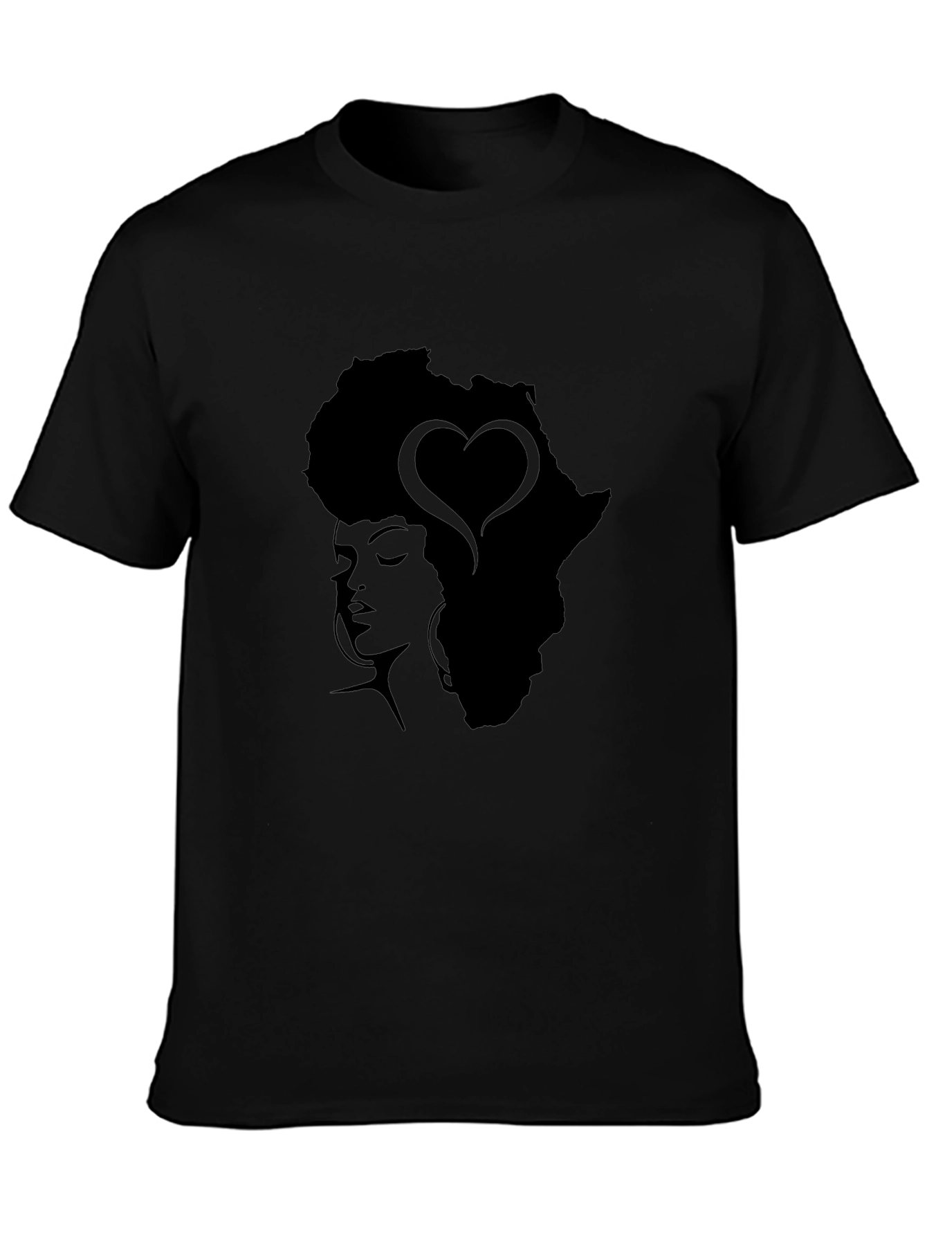 Africa Woman Heart Afro Black T-Shirt