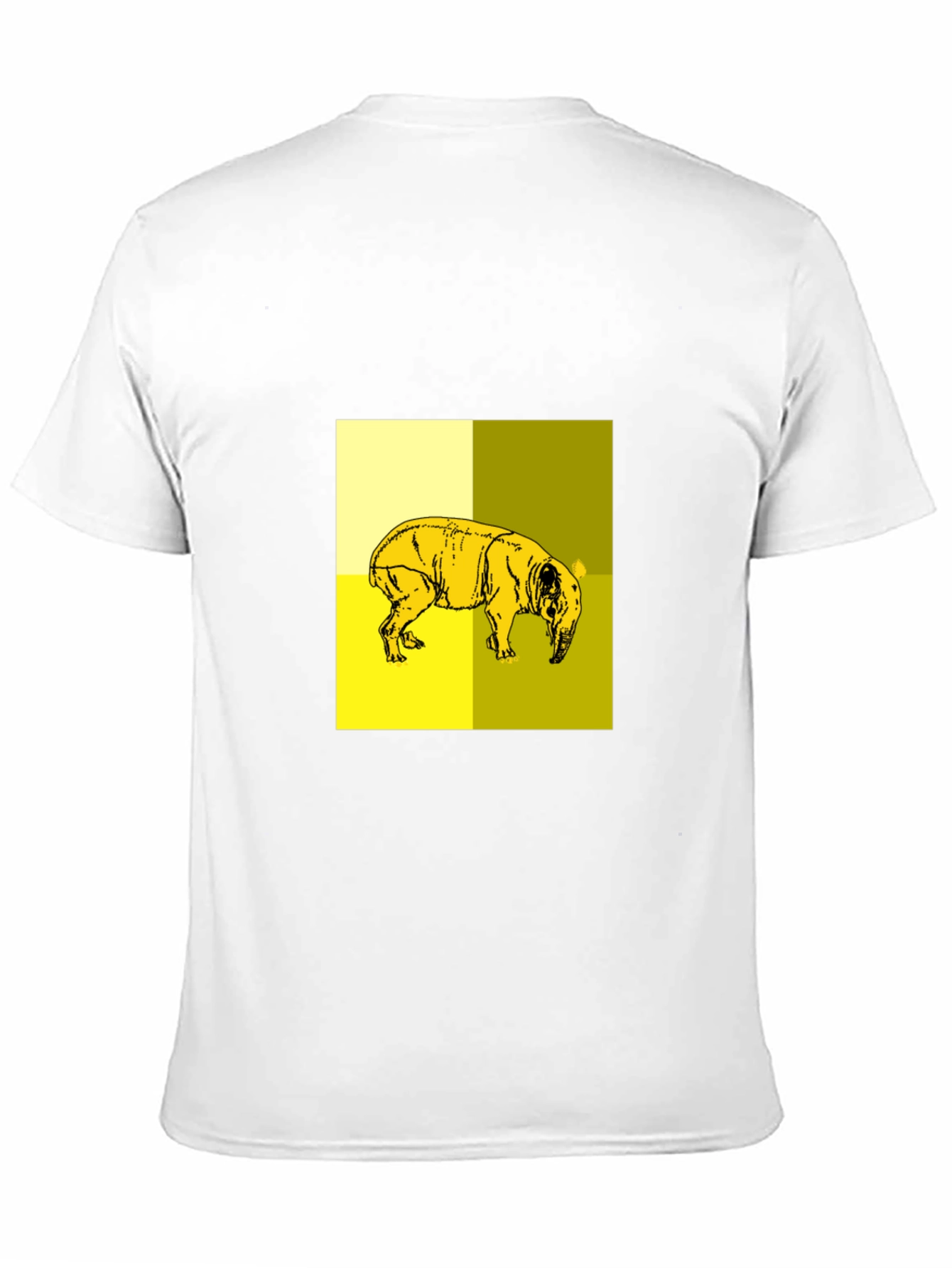 Abstract Yellow Pig Graphic Black T-Shirt