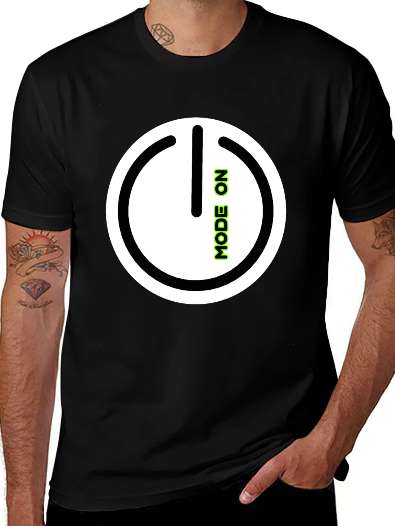 Mode On Black Graphic Tee