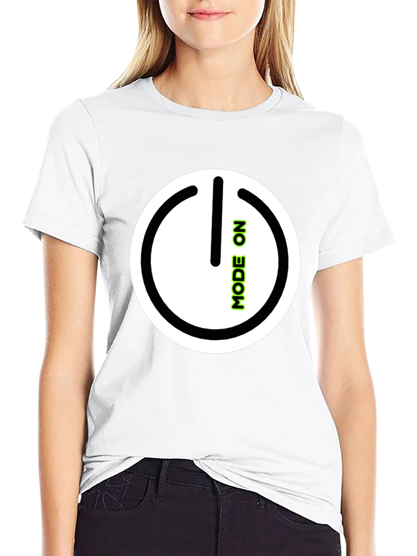 Mode On Black Graphic Tee