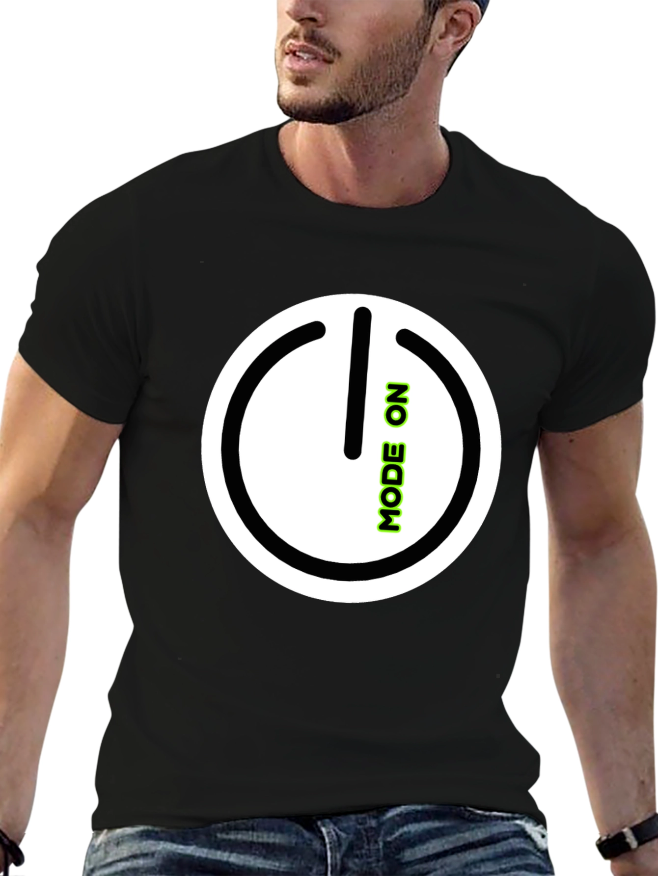 Mode On Black Graphic Tee