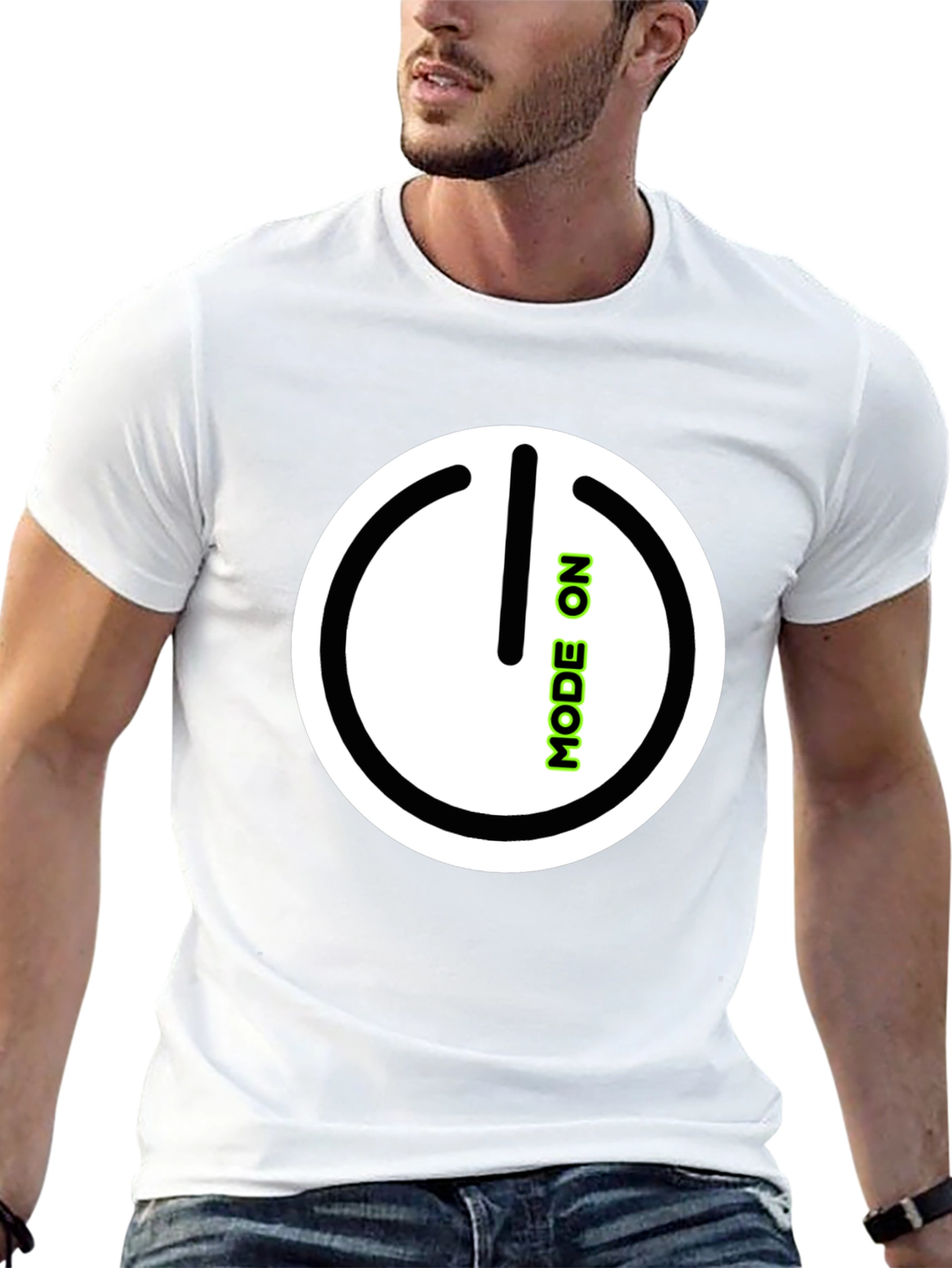 Mode On Black Graphic Tee