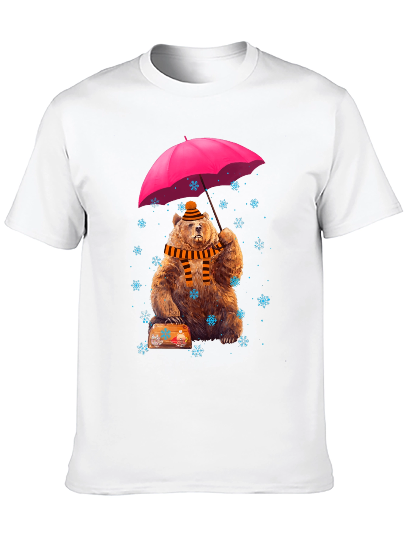 Whimsical Bear Under Umbrella Graphic Tee