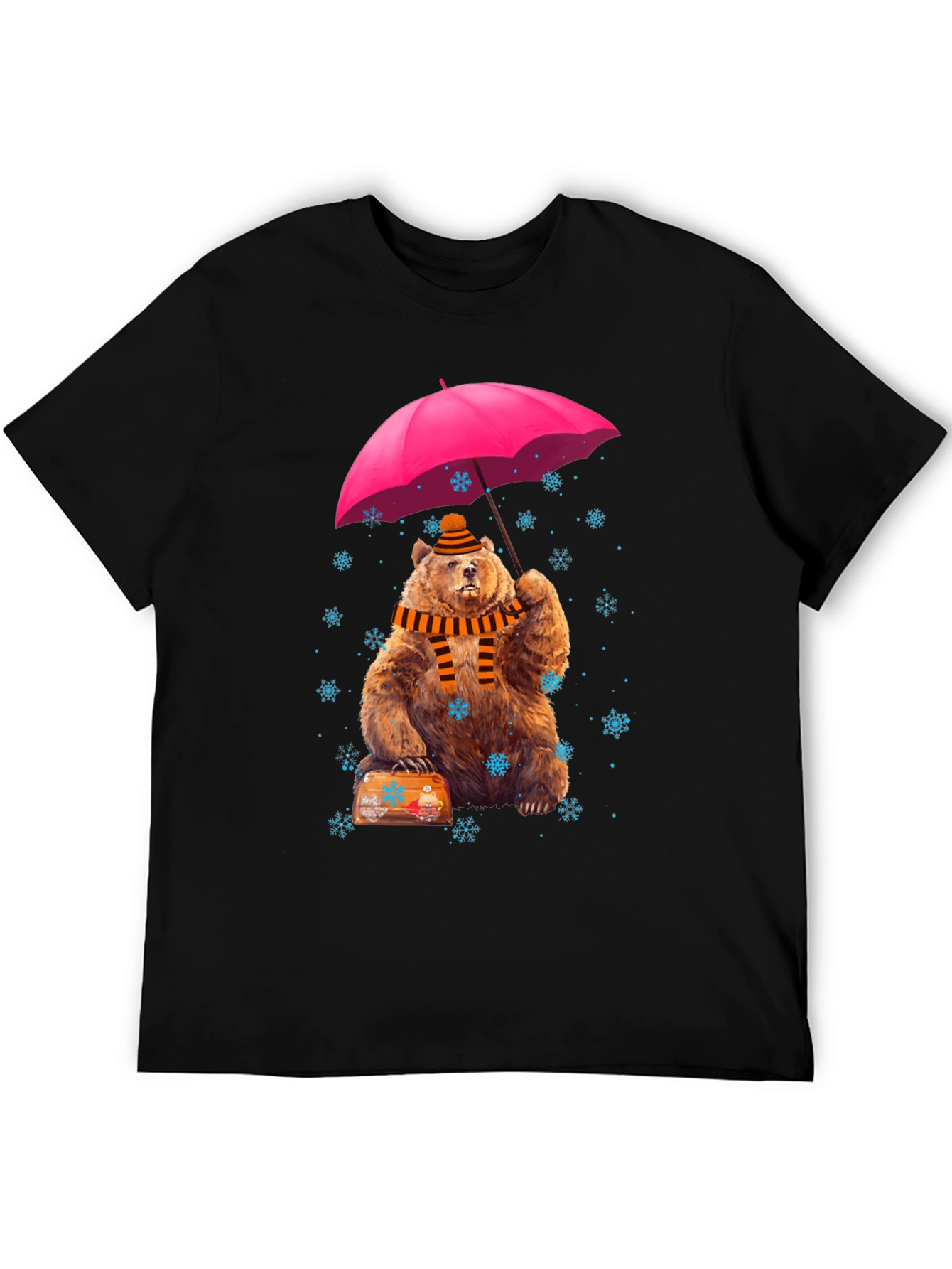 Whimsical Bear Under Umbrella Graphic Tee