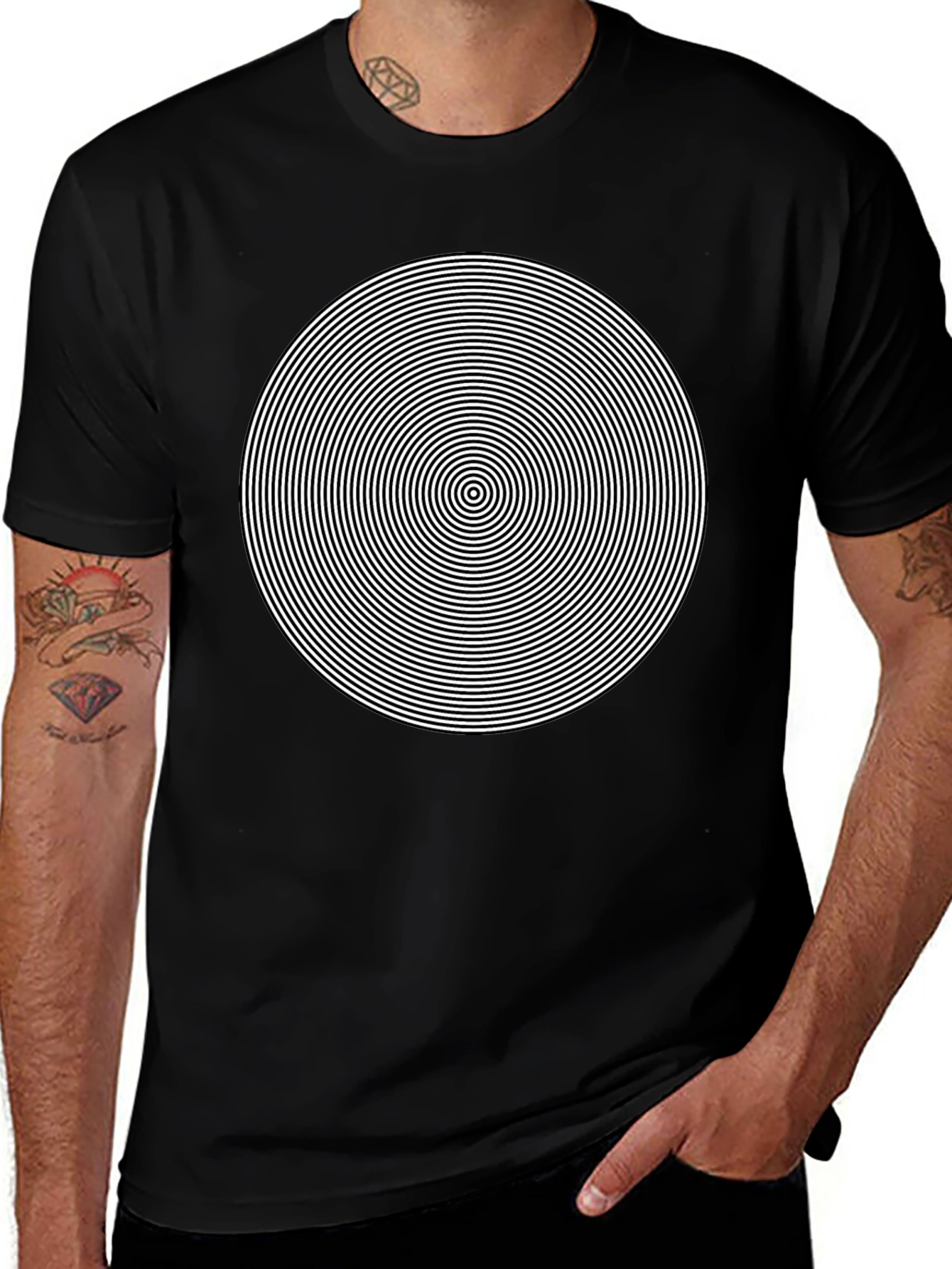 Hypnotic Circle Graphic Tee - Black