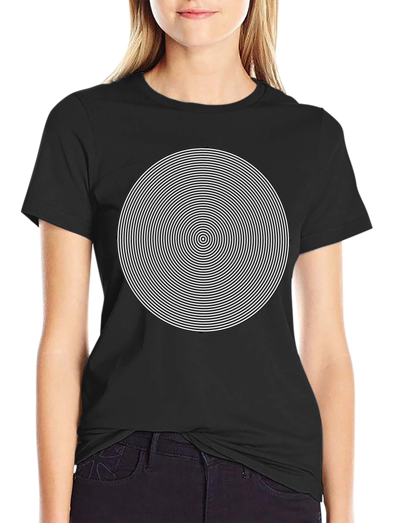 Hypnotic Circle Graphic Tee - Black