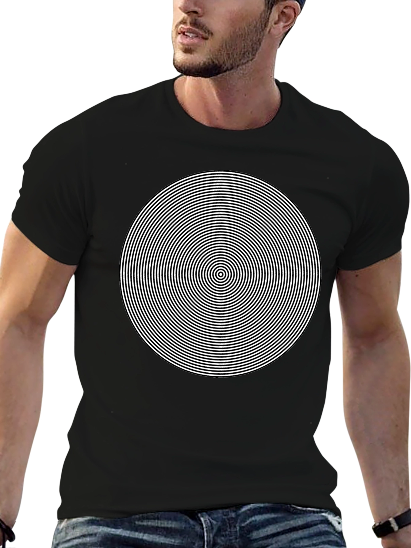 Hypnotic Circle Graphic Tee - Black
