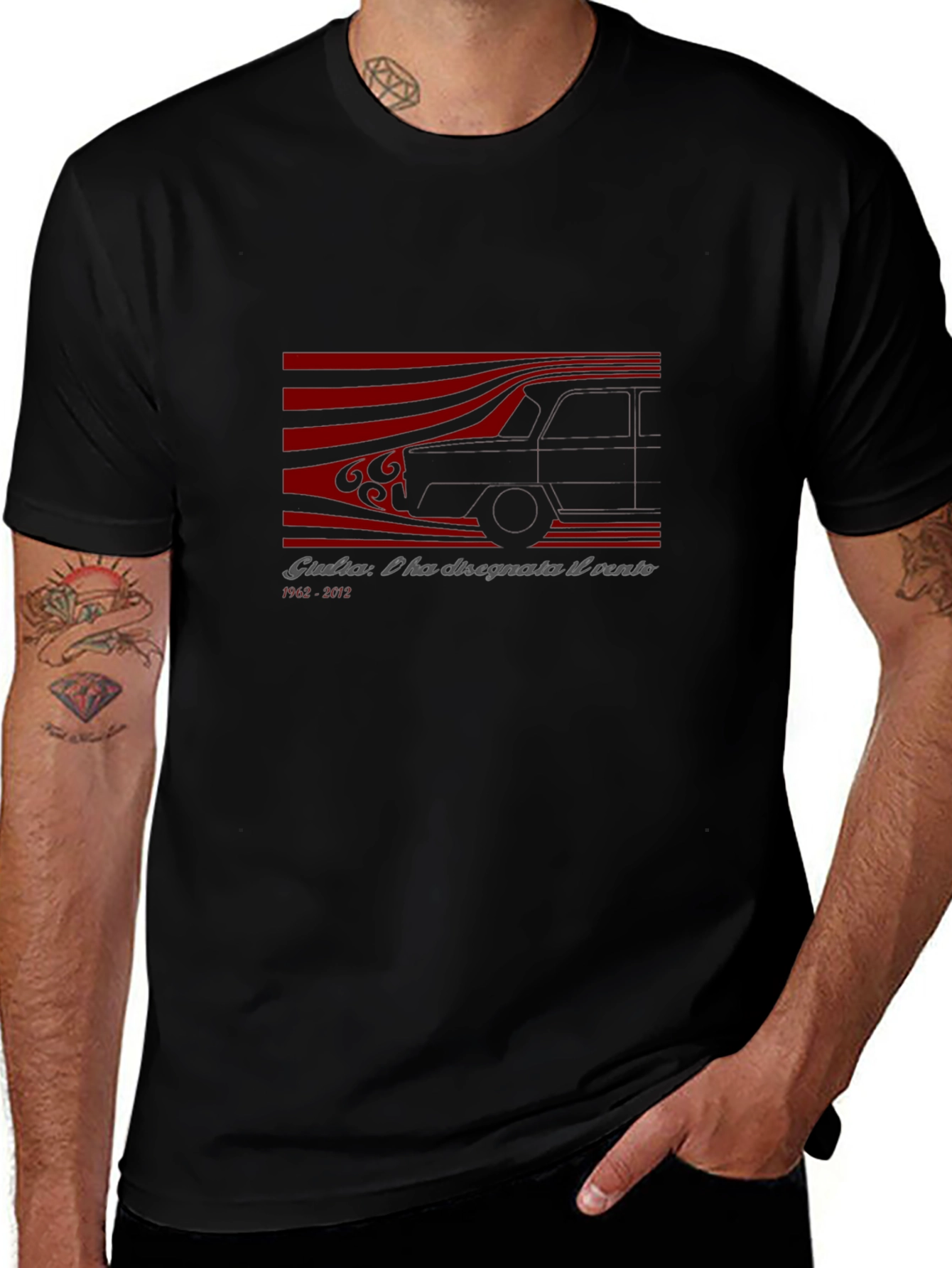 Giulia Wind Design Black T-Shirt
