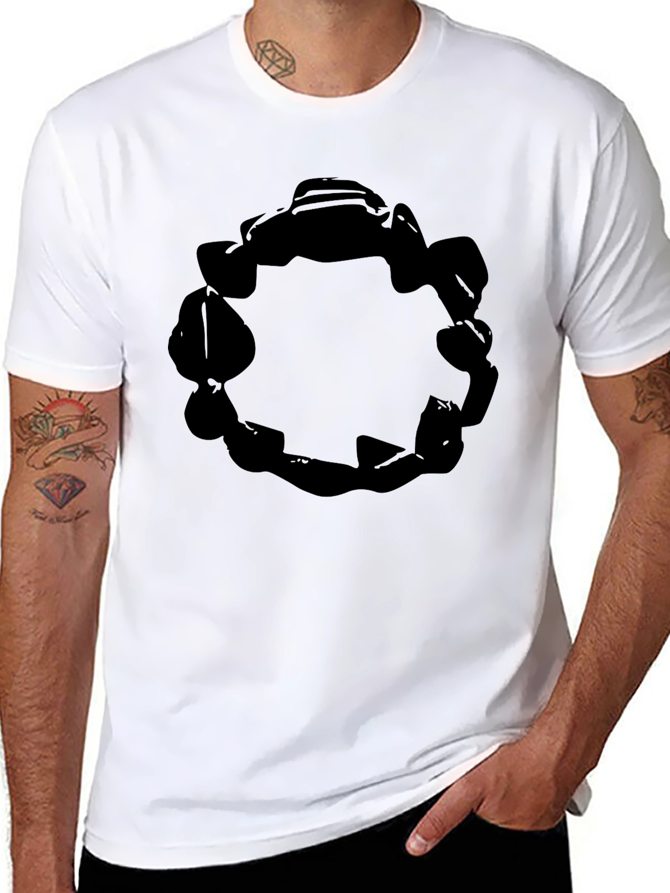 Abstract Circle Graphic Tee - Solid Black