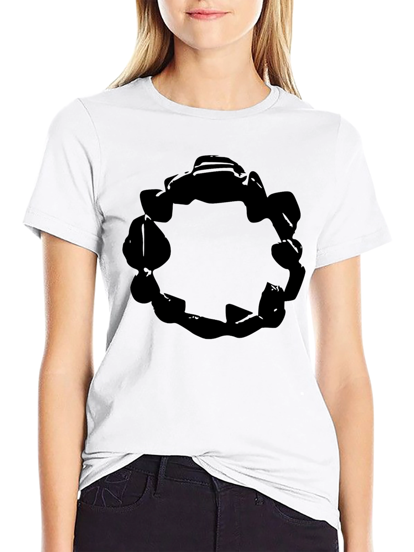 Abstract Circle Graphic Tee - Solid Black