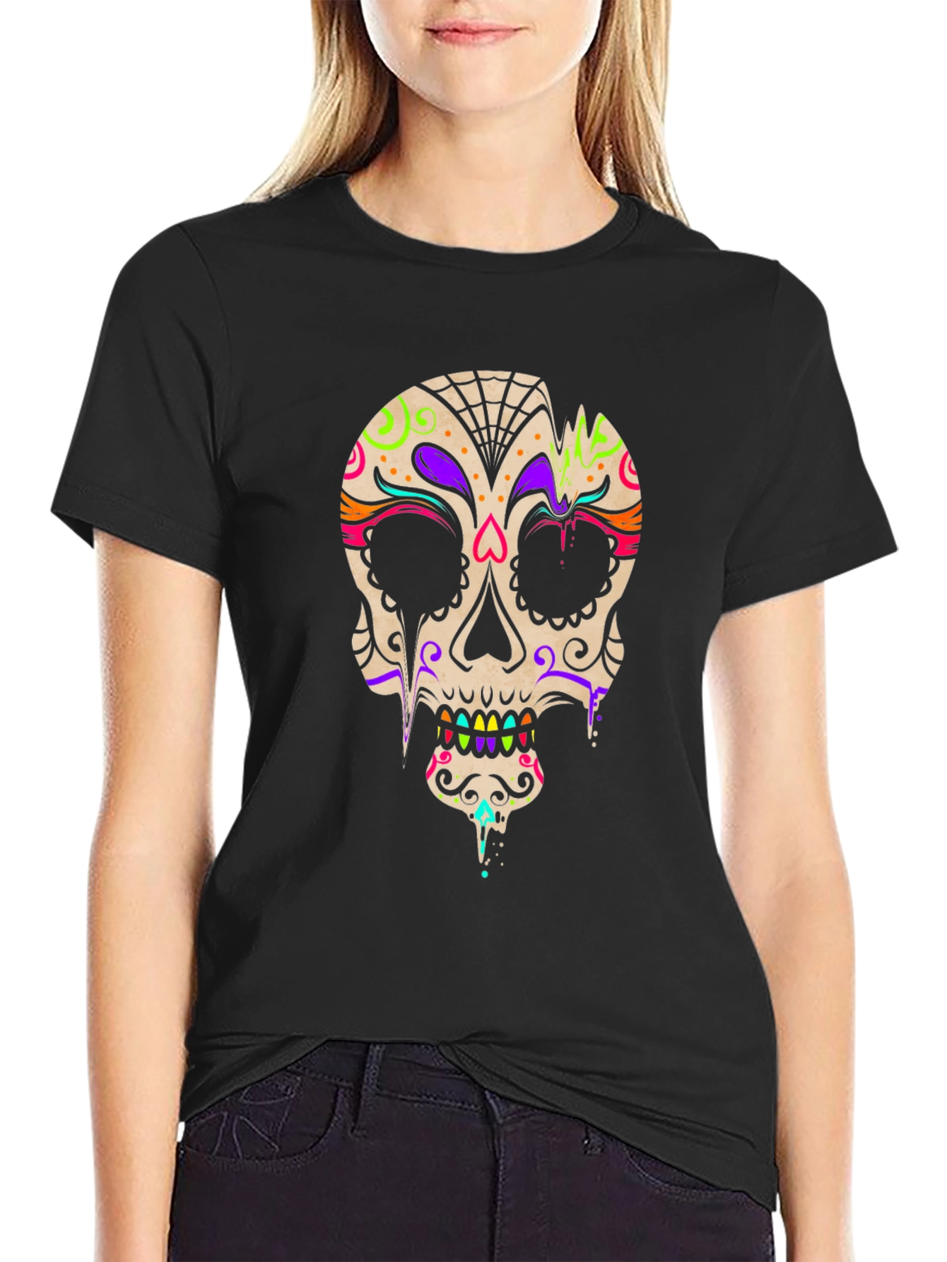 Day of the Dead Skull Graphic T-Shirt