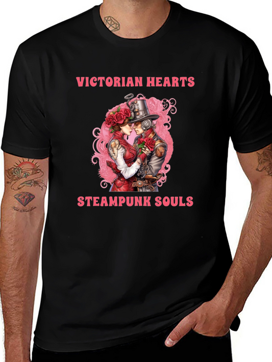 Victorian Hearts Steampunk Souls Black T-Shirt