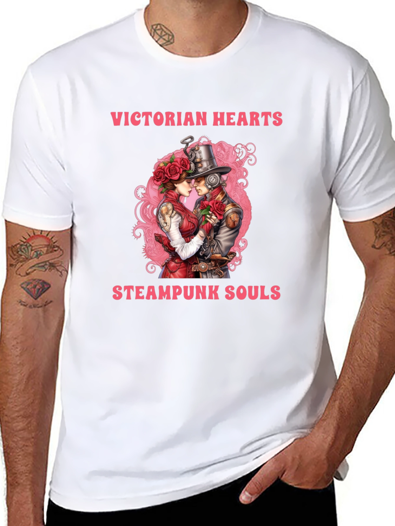 Victorian Hearts Steampunk Souls Black T-Shirt