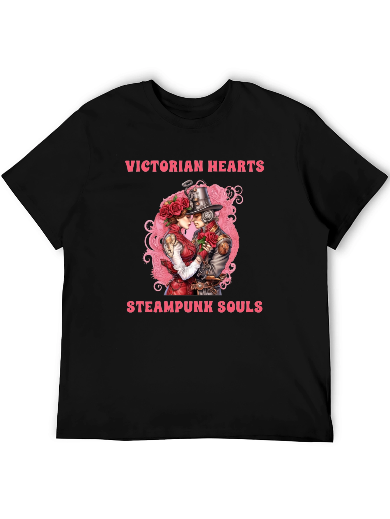 Victorian Hearts Steampunk Souls Black T-Shirt
