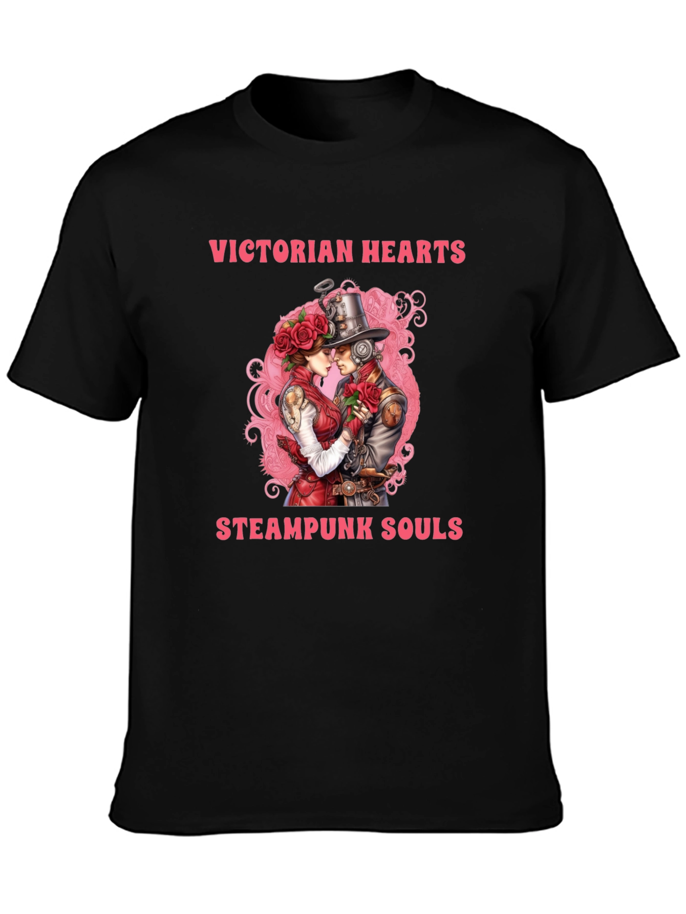 Victorian Hearts Steampunk Souls Black T-Shirt