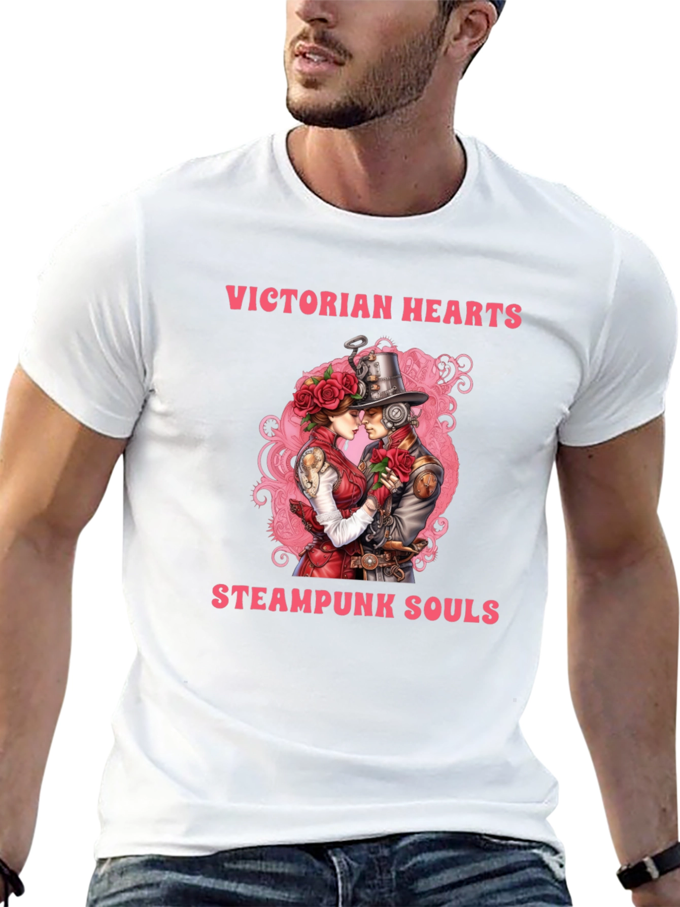 Victorian Hearts Steampunk Souls Black T-Shirt