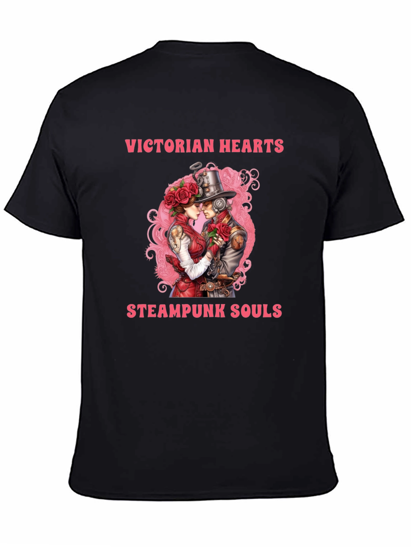 Victorian Hearts Steampunk Souls Black T-Shirt