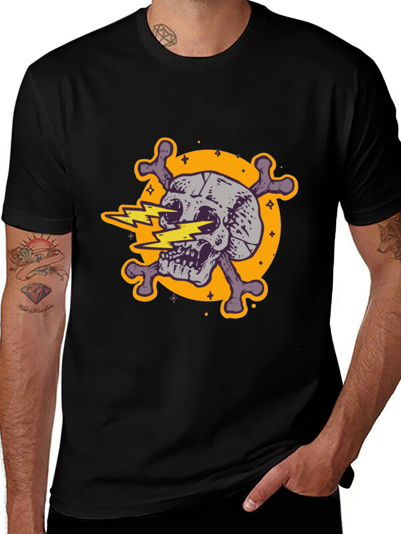 Skull & Crossbones Graphic Tee - Electric Design