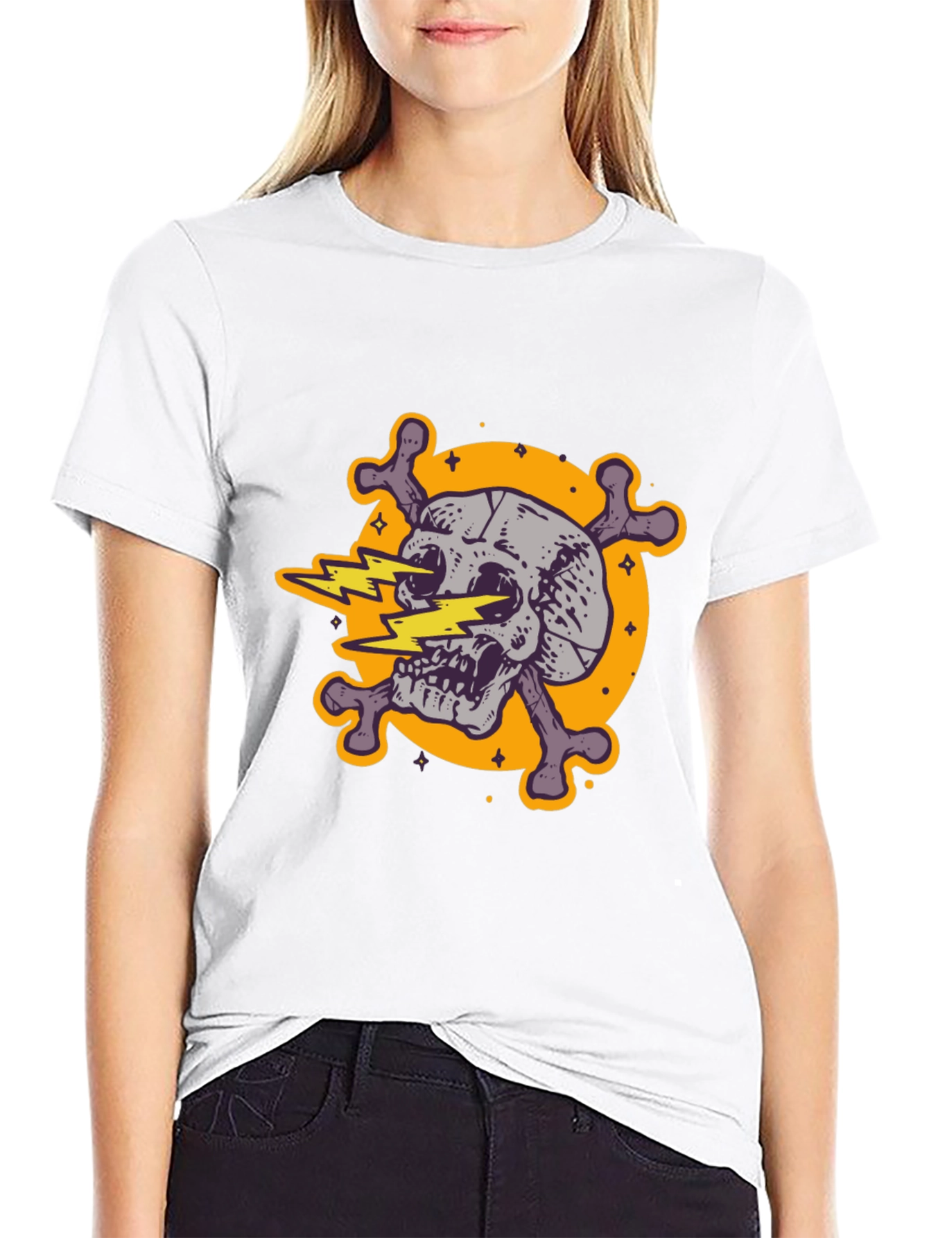 Skull & Crossbones Graphic Tee - Electric Design