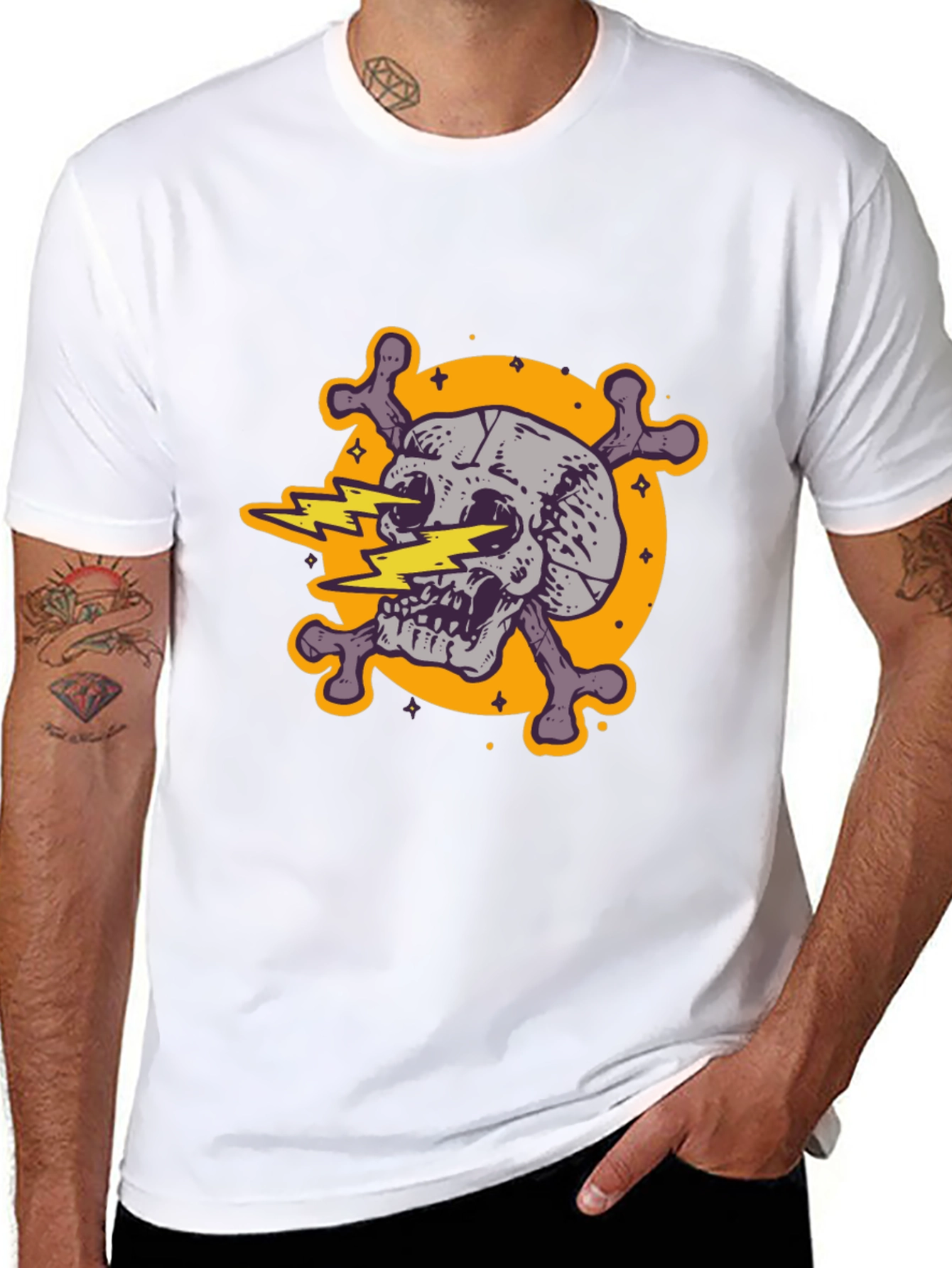 Skull & Crossbones Graphic Tee - Electric Design