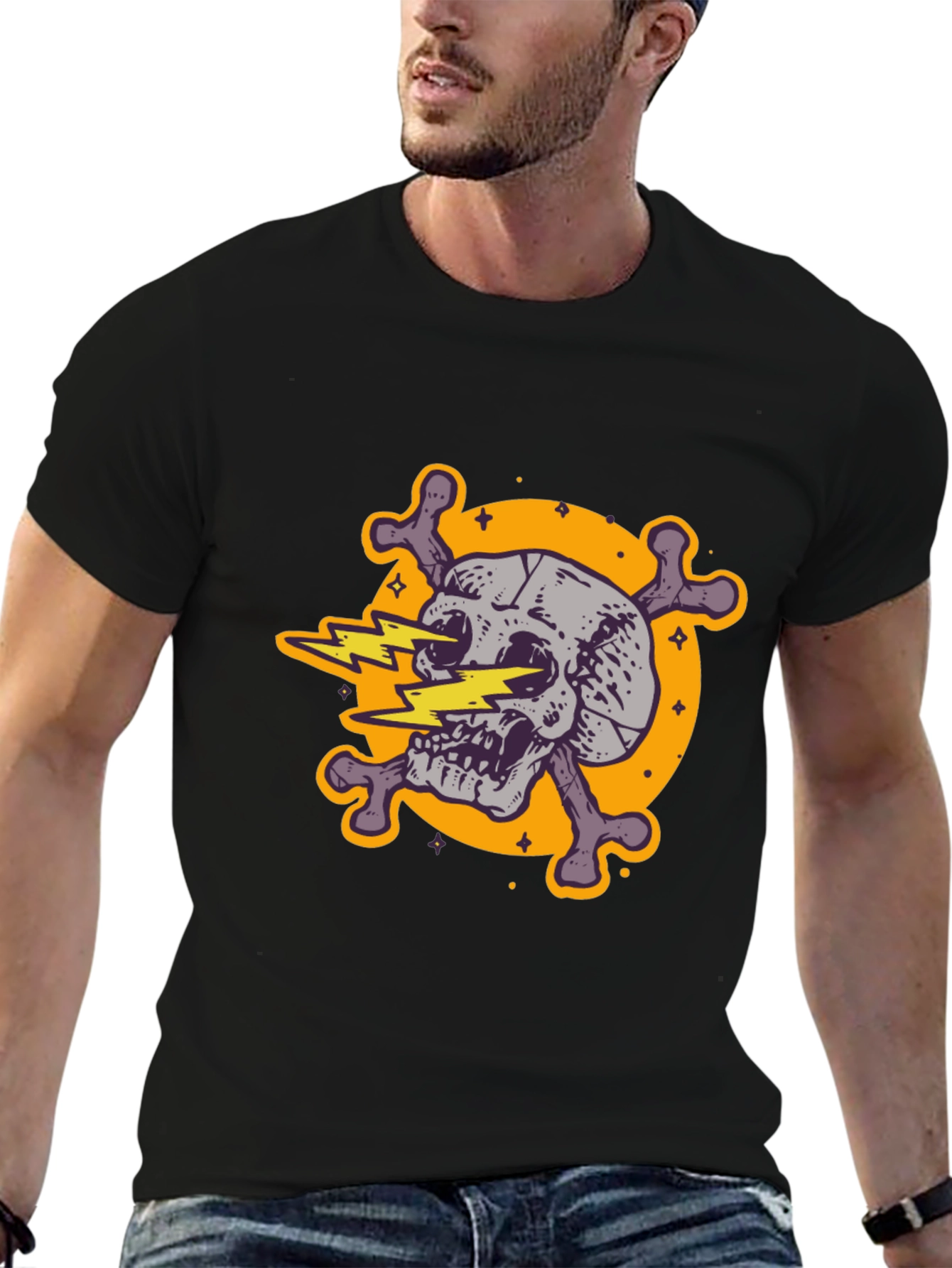 Skull & Crossbones Graphic Tee - Electric Design