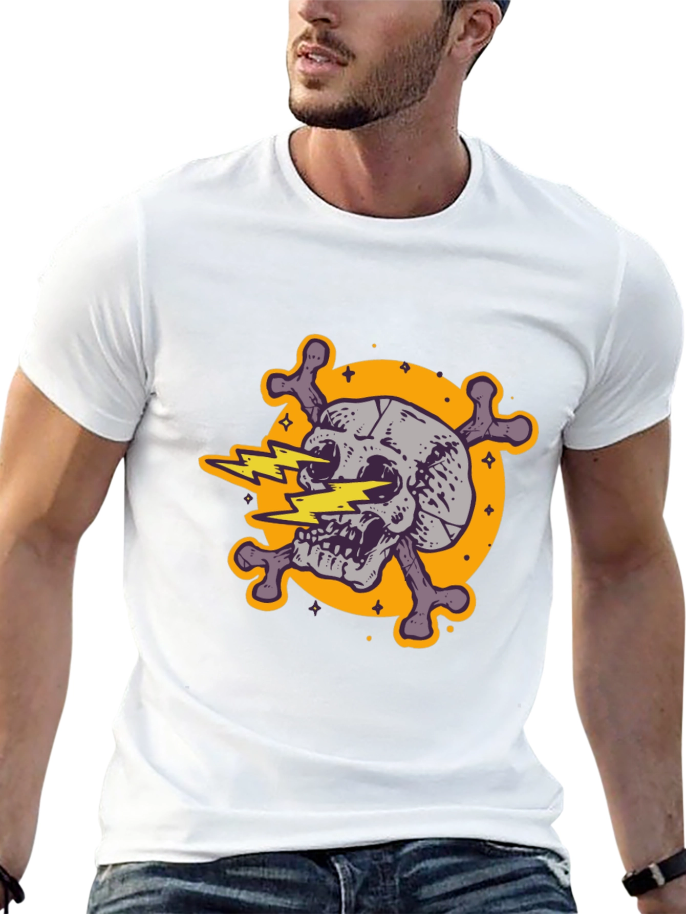 Skull & Crossbones Graphic Tee - Electric Design