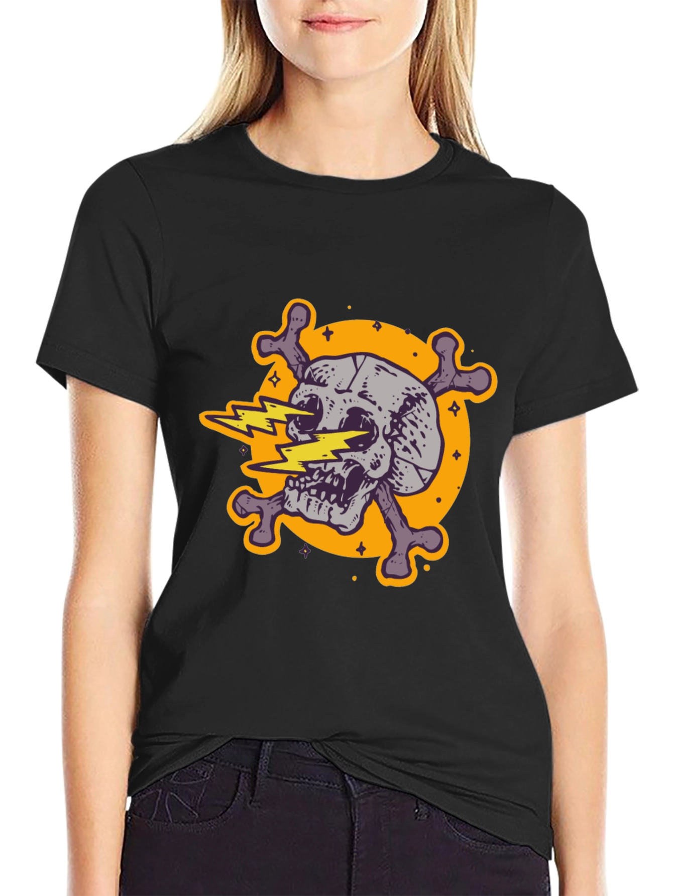 Skull & Crossbones Graphic Tee - Electric Design