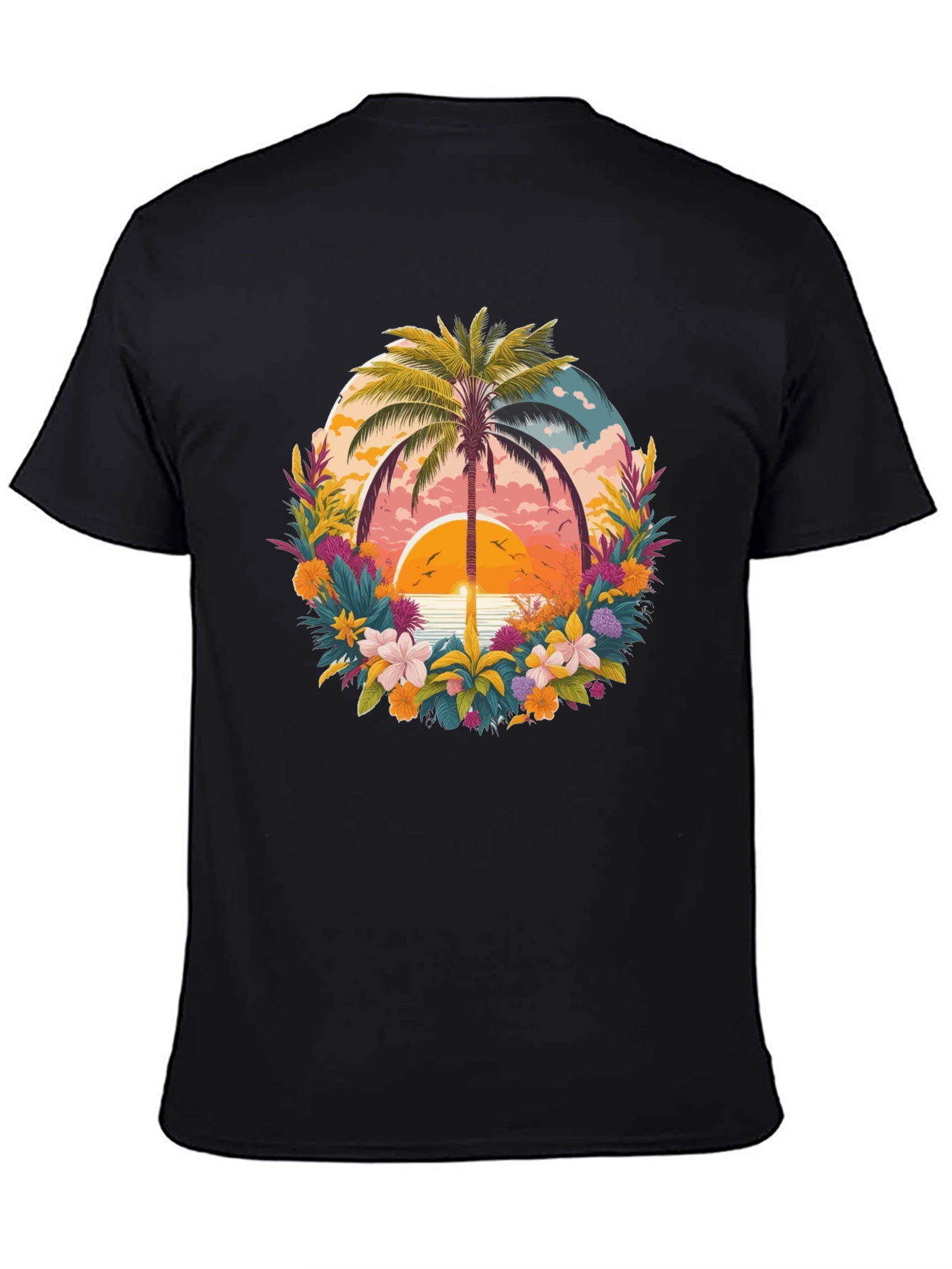 Tropical Sunset Palm Tree Graphic T-Shirt