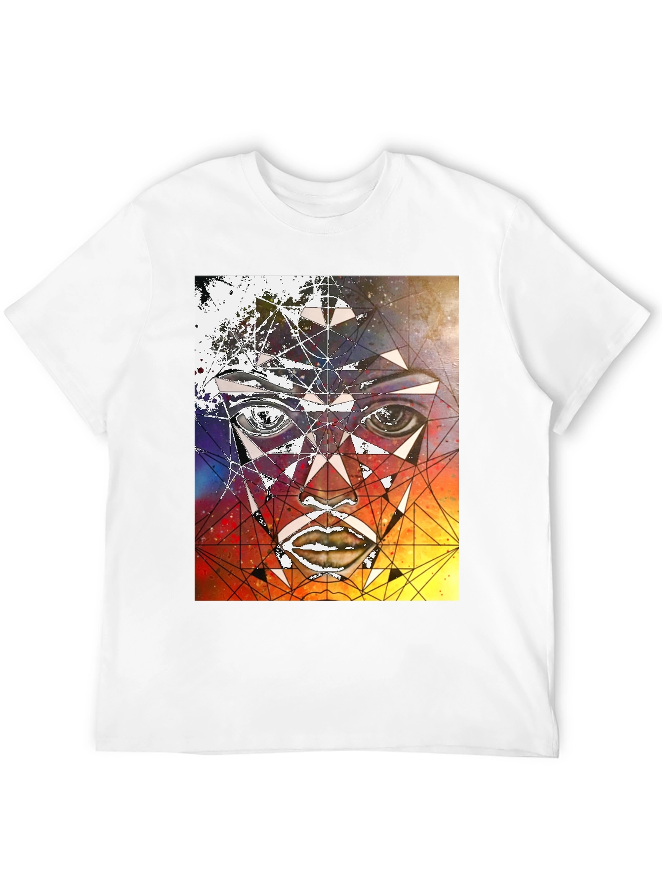 Geometric Face Graphic Black T-Shirt