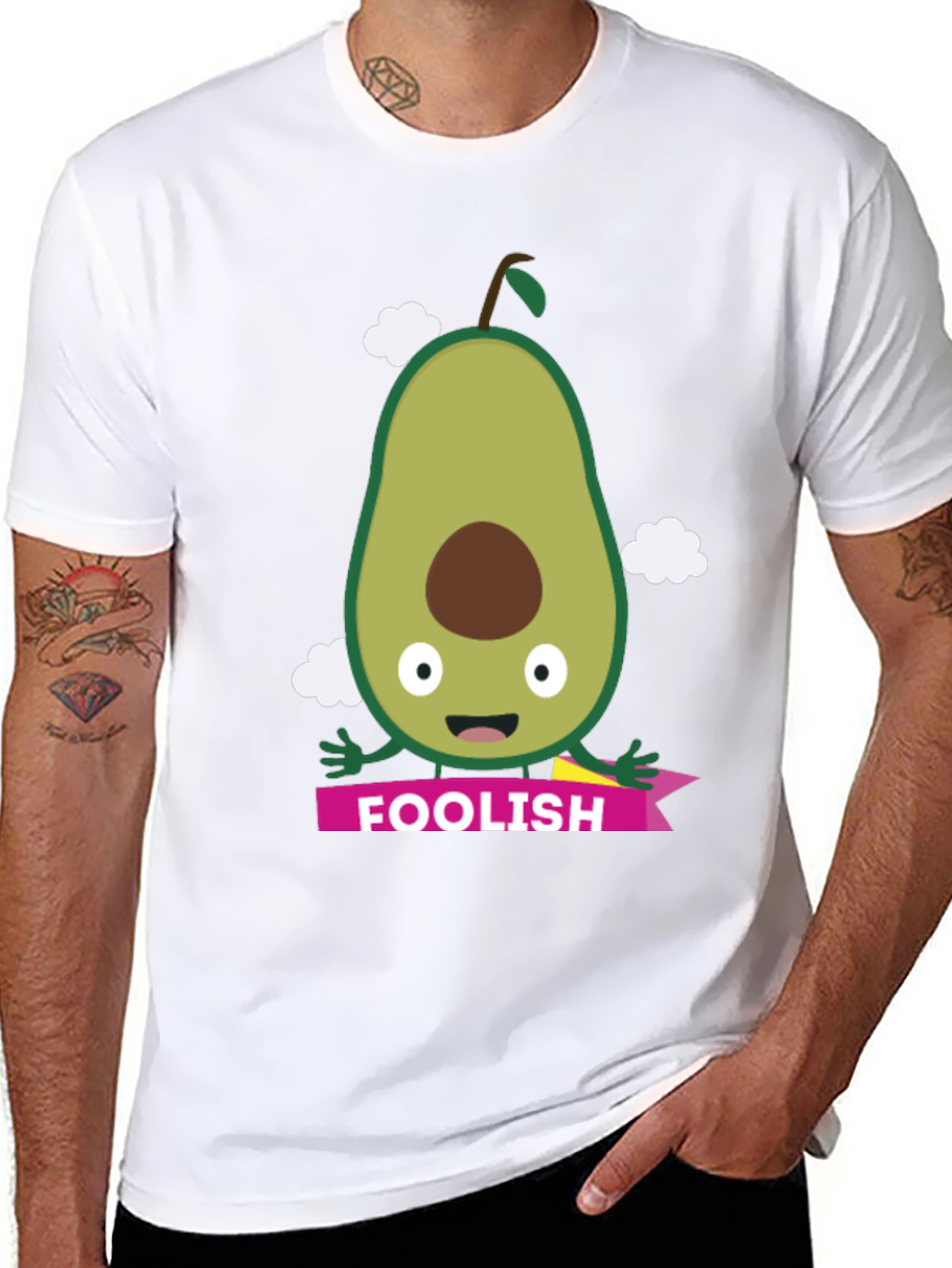 Foolish Avocado Cartoon Black T-Shirt