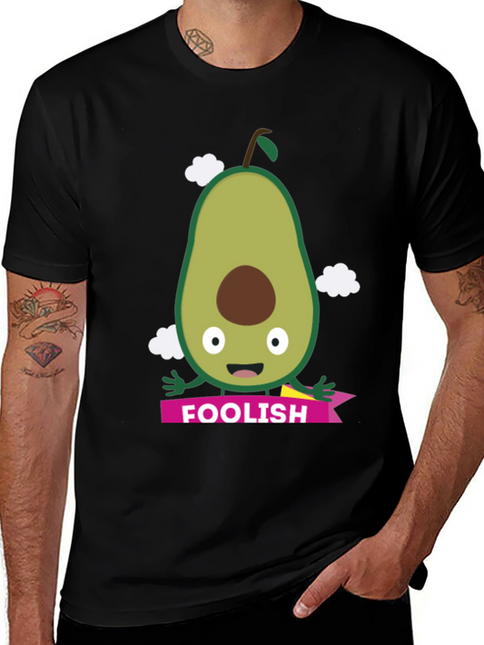 Foolish Avocado Cartoon Black T-Shirt