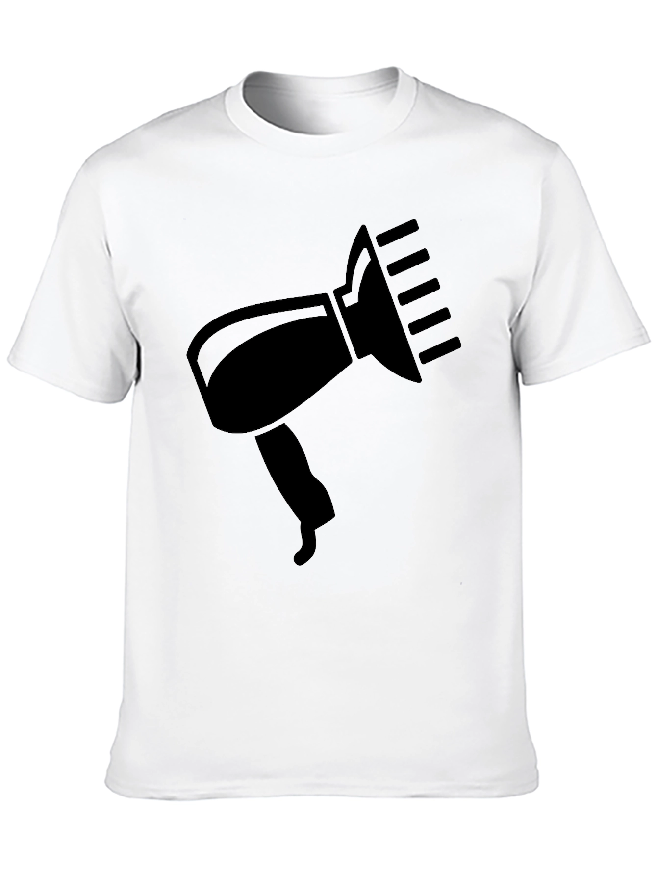 Black T-Shirt with Hair Dryer Graphic