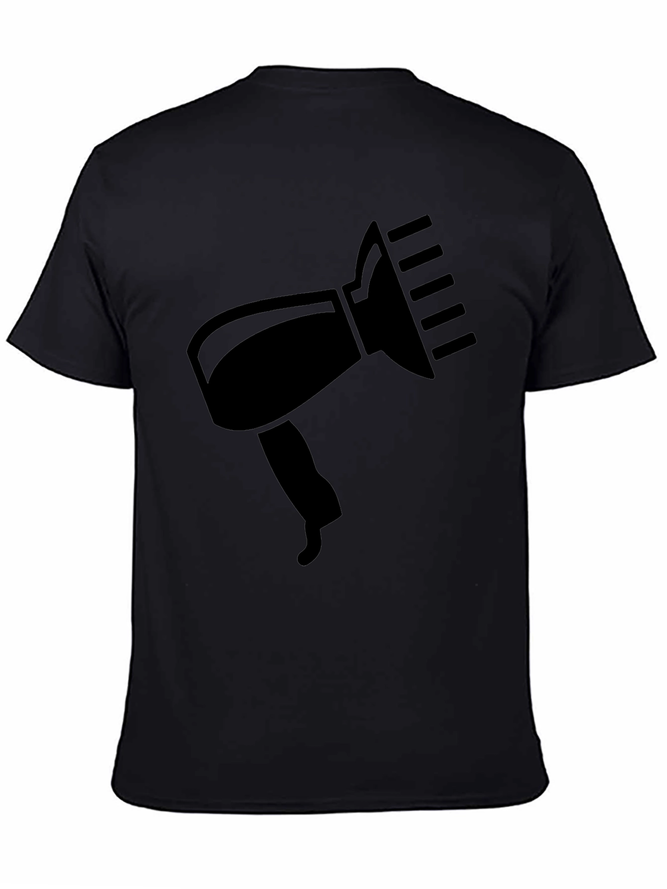 Black T-Shirt with Hair Dryer Graphic