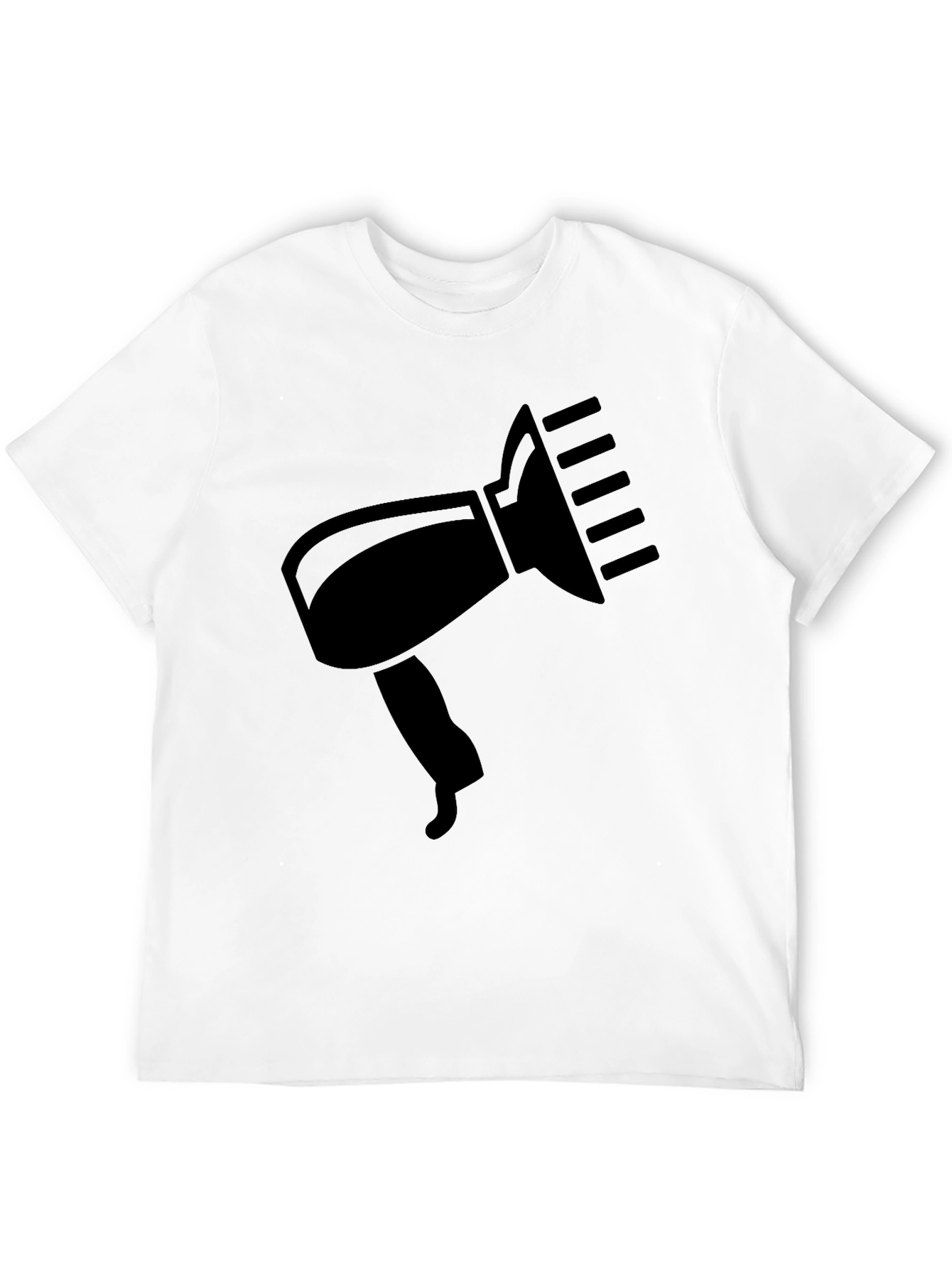 Black T-Shirt with Hair Dryer Graphic